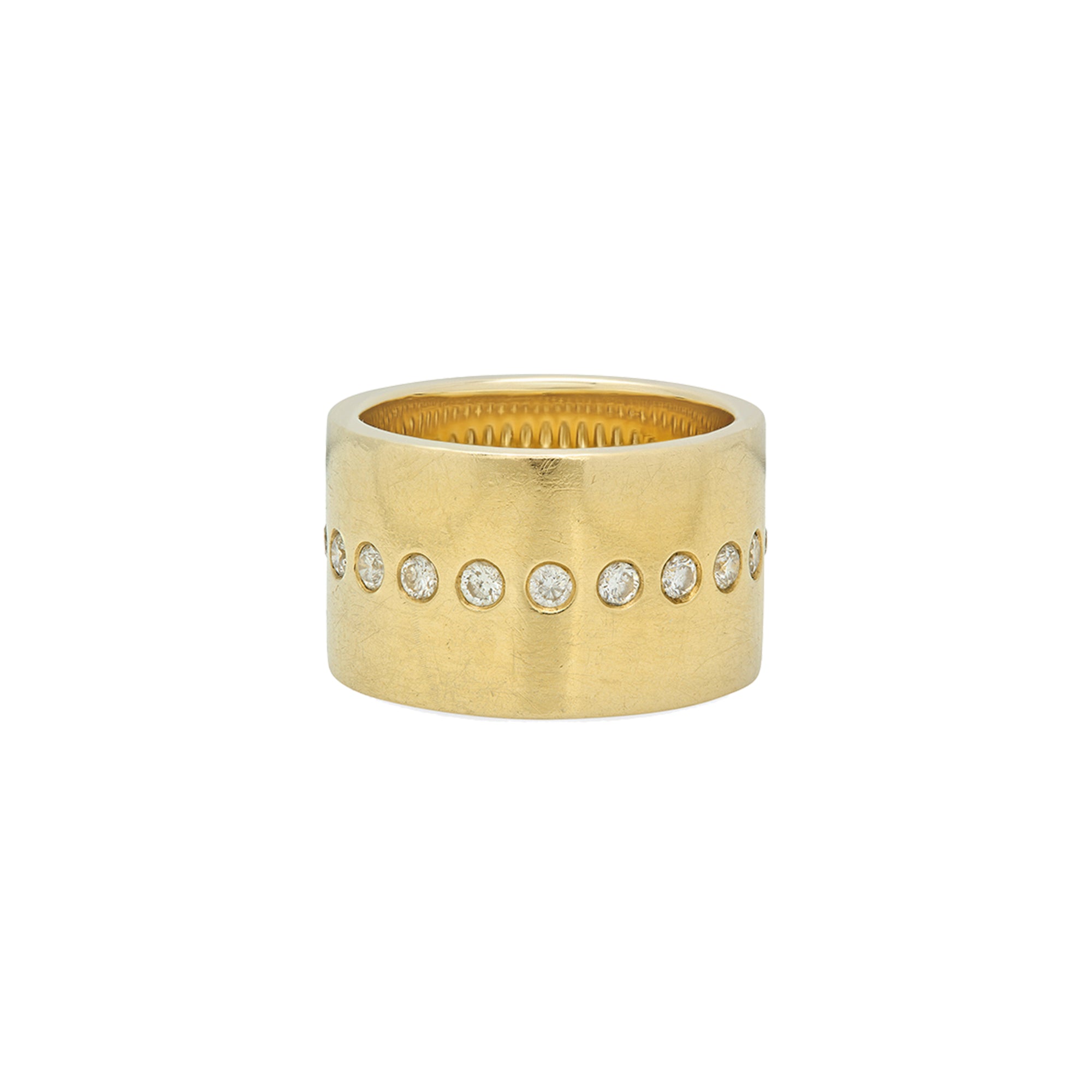 Nancy Newberg Cigar Band with Center Row Diamonds - Broken English Jewelry