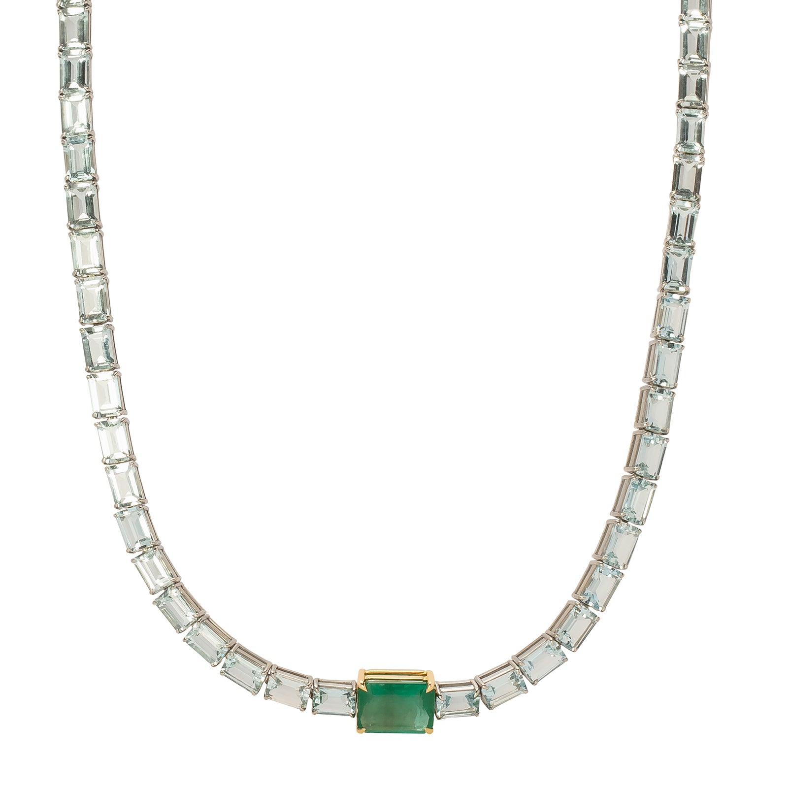 YI Collection Demeter Necklace - Emerald & Aquamarine - Necklaces - Broken English Jewelry