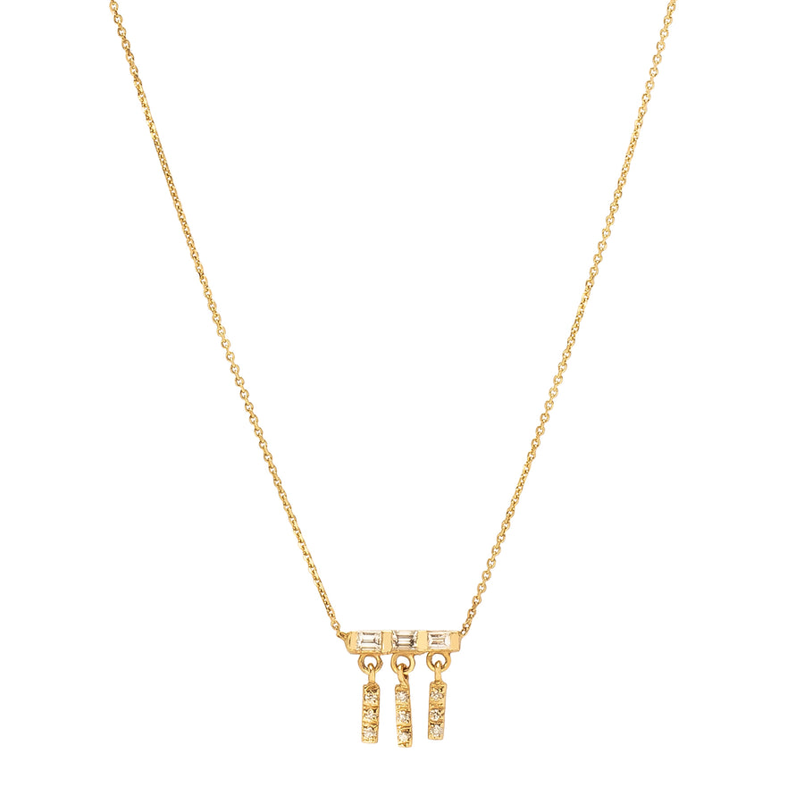 Xiao Wang Gravity Triple Hanging Baguette Diamond Bar Necklace - Necklaces - Broken English Jewelry
