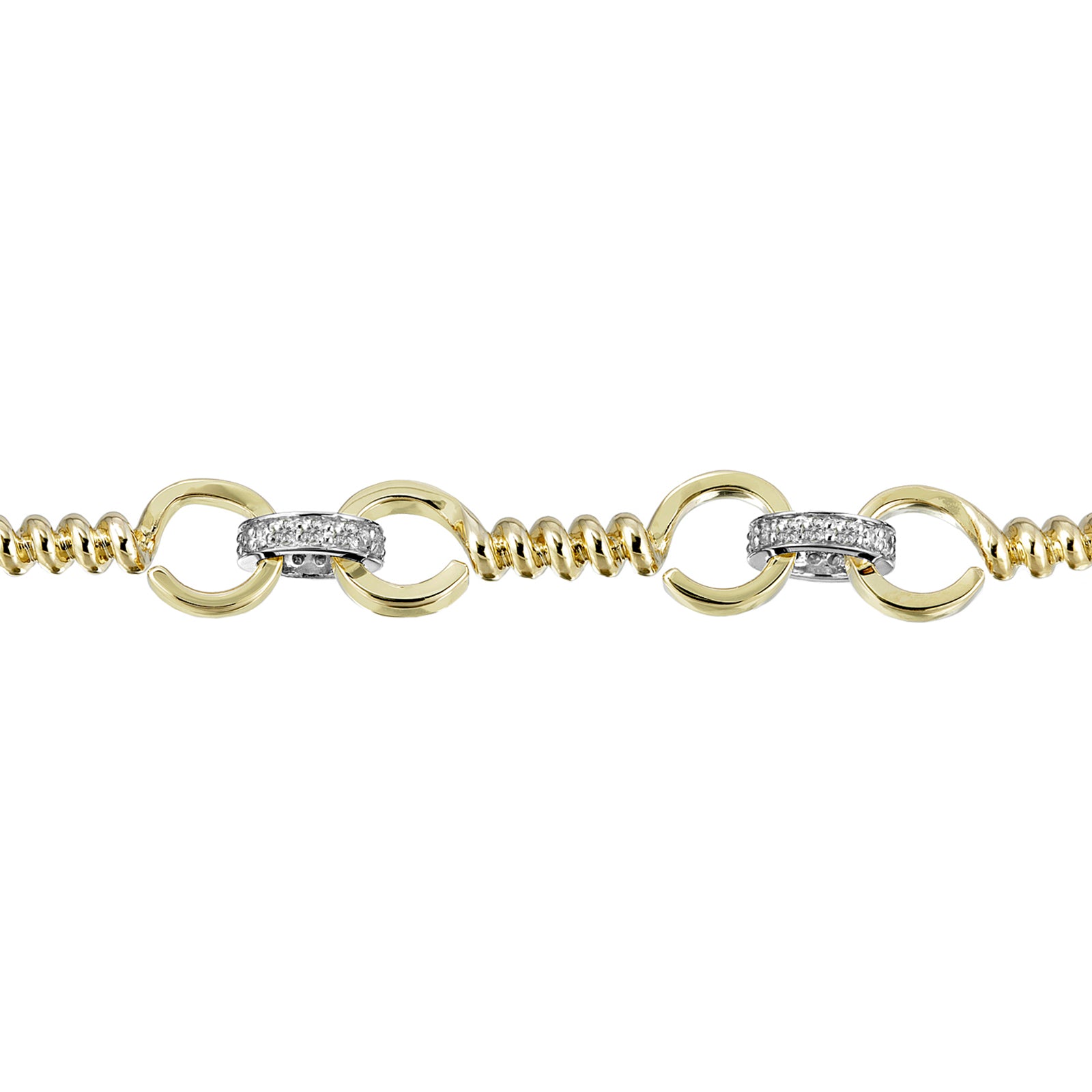 14K YELLOW GOLD TWISTED OVAL LINK AND POLISHED BAR BRACELET