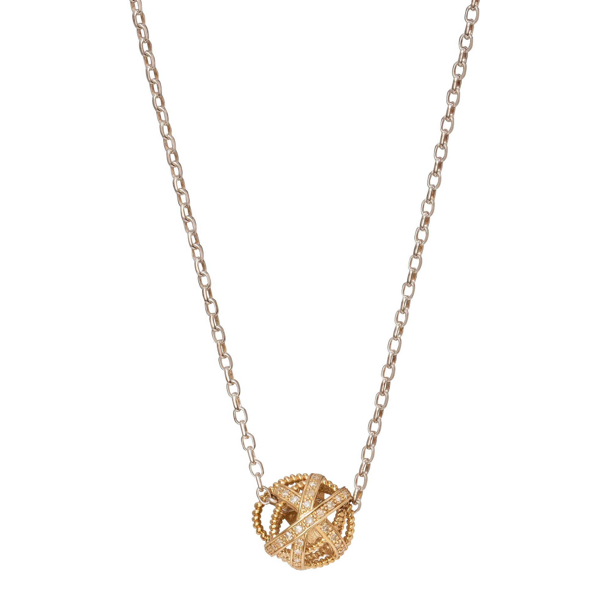 Gold ball pendant with diamonds Clearance