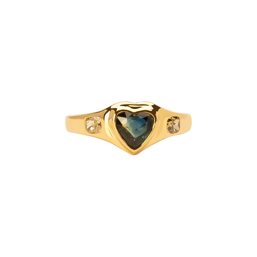Xiao Wang Neptune Heart Ring - Sapphire & Diamond - Earrings - Broken English Jewelry