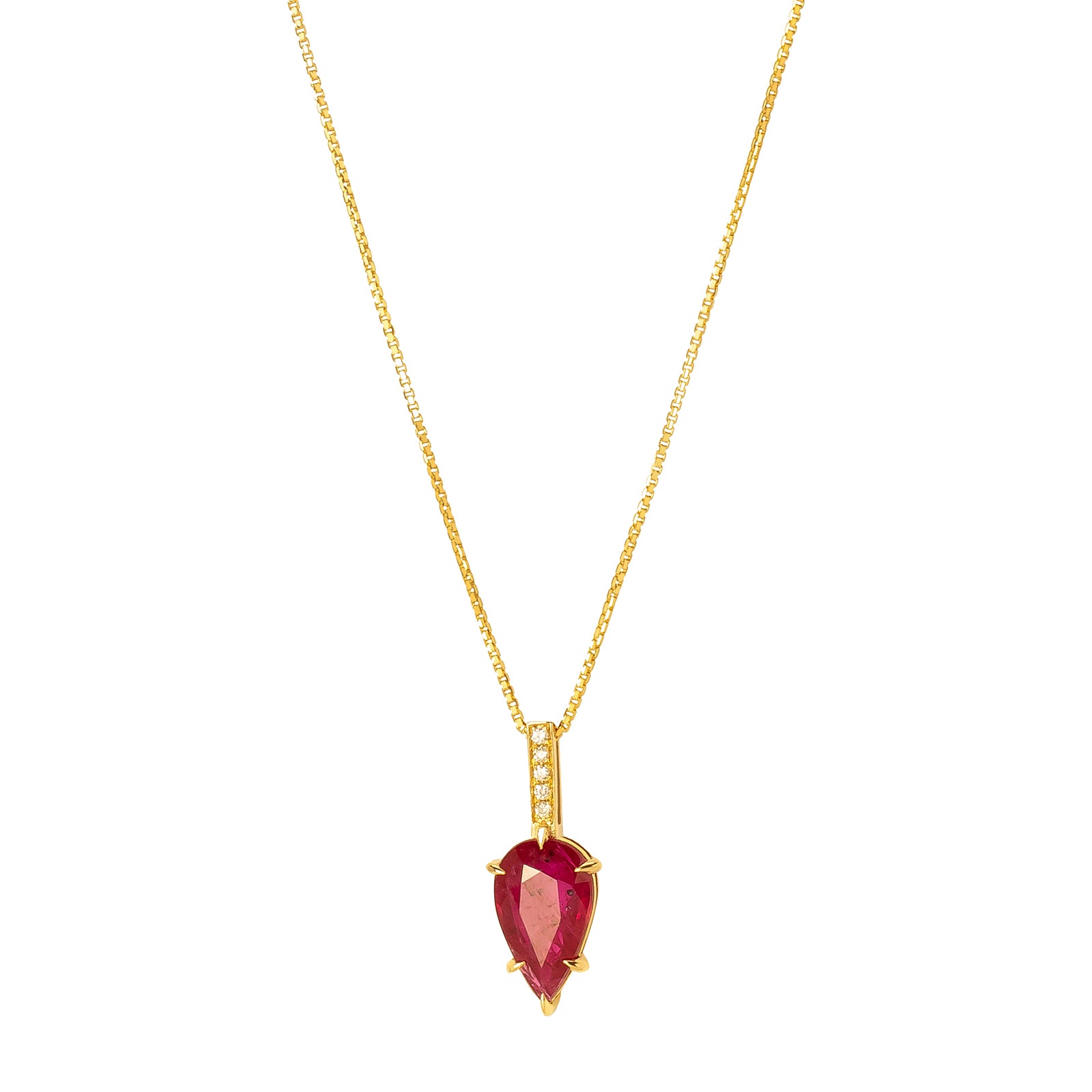 YI Collection Arrow Necklace - Ruby & Diamond - Necklaces - Broken English Jewelry
