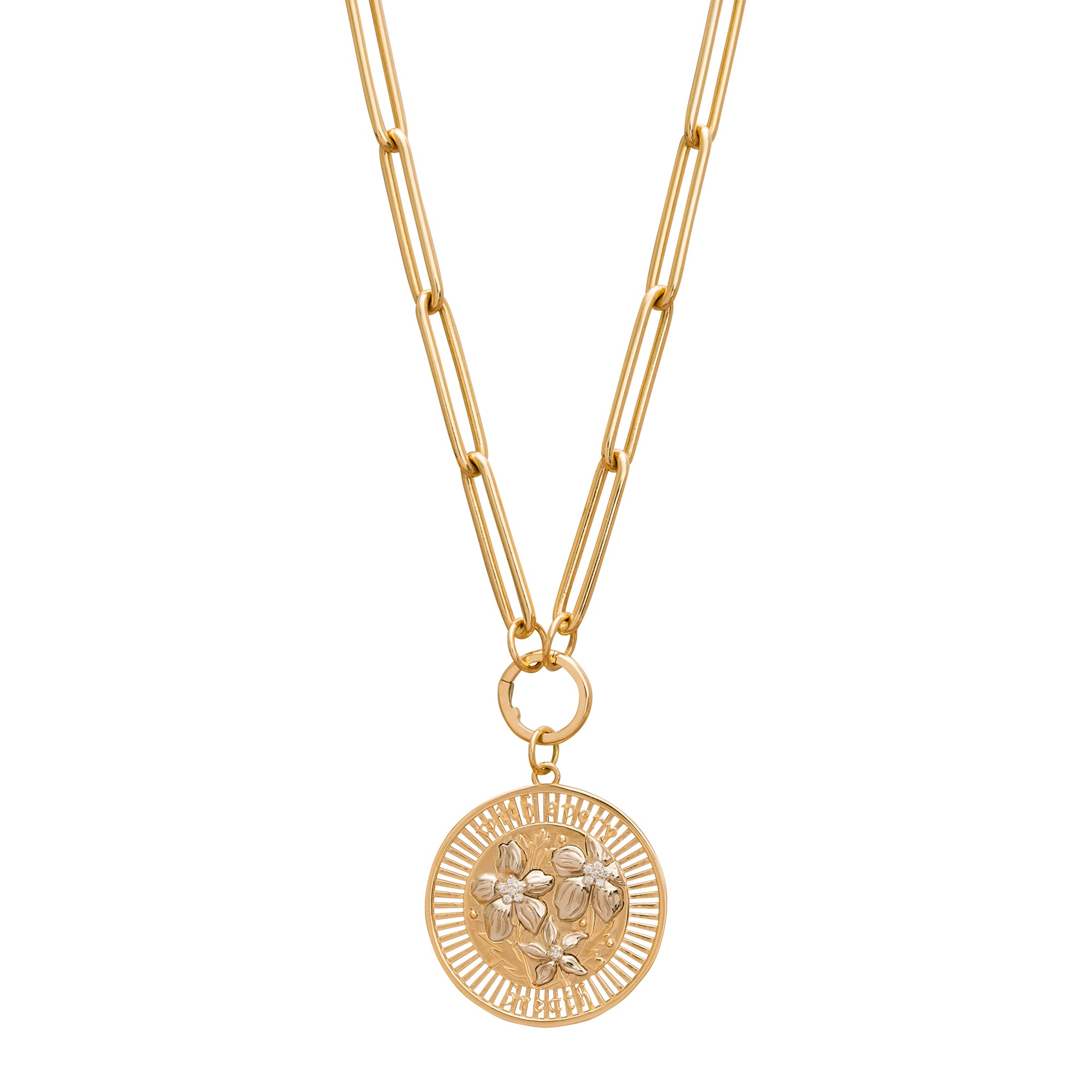 18K Yellow Gold Blossoms Resilience Large Medallion with Diamond – FoundRae