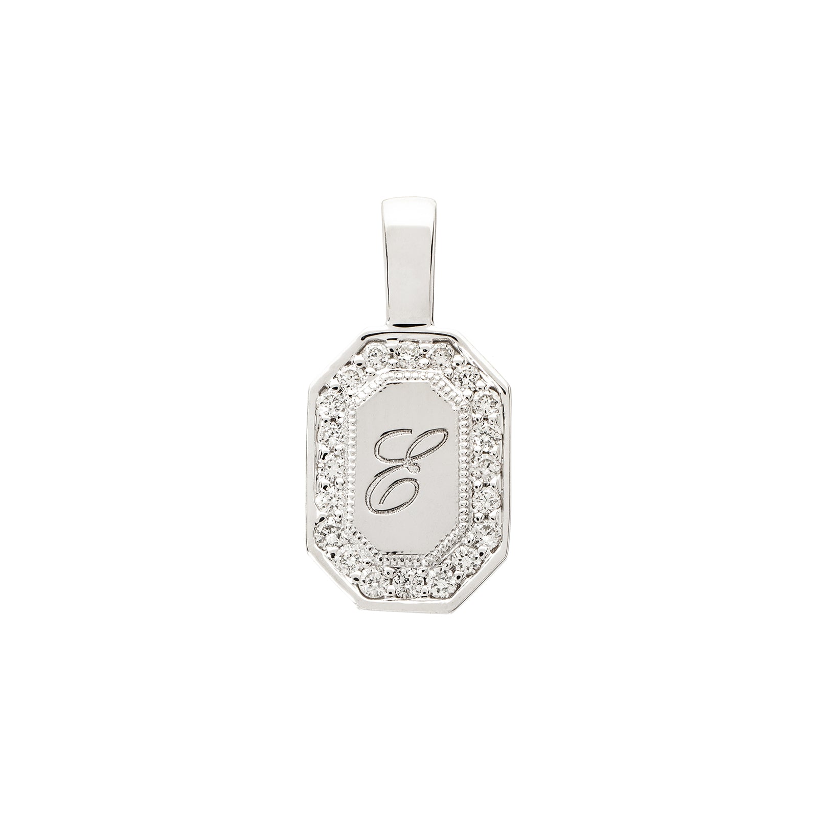 Sethi Couture P.S. Small Tag Diamond Charm - White Gold - Charms & Pendants - Broken English Jewelry