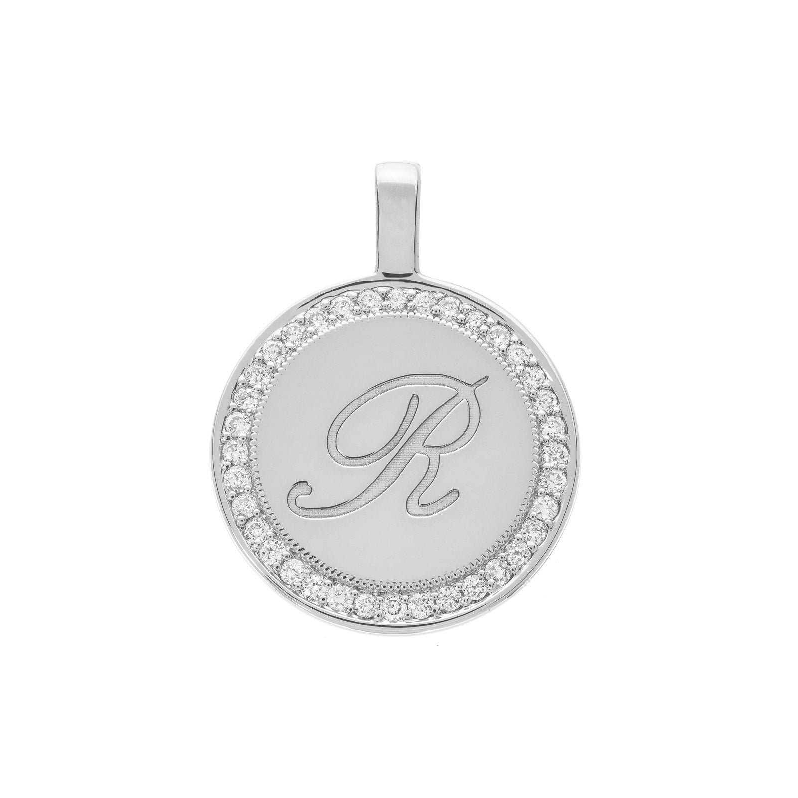 Sethi Couture P.S. Large Round Diamond Charm - White Gold - Charms & Pendants - Broken English Jewelry