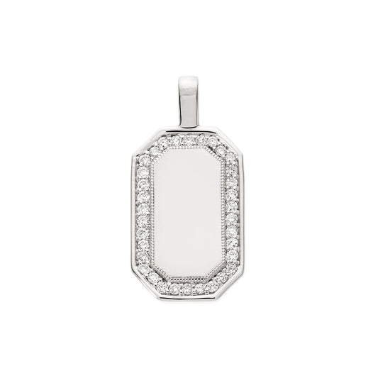 P.S. Large Tag Diamond Charm - White Gold - Main Img