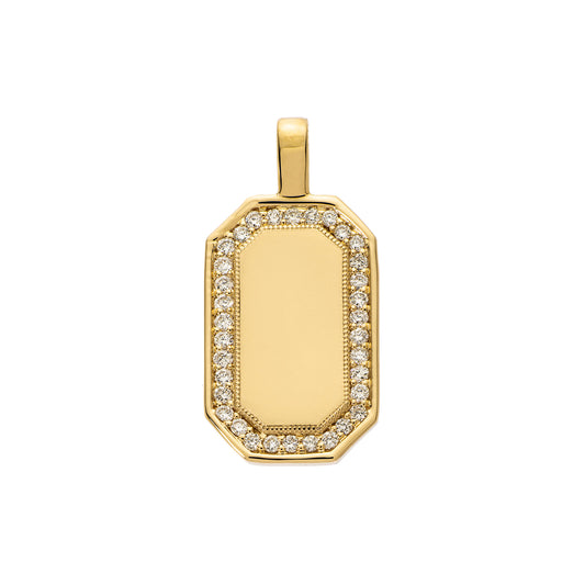 P.S. Large Tag Diamond Charm - Yellow Gold - Main Img