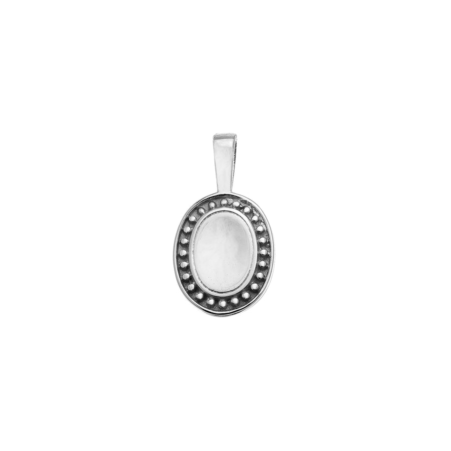 Sethi Couture P.S. Small Oval Charm - White Gold - Charms & Pendants - Broken English Jewelry