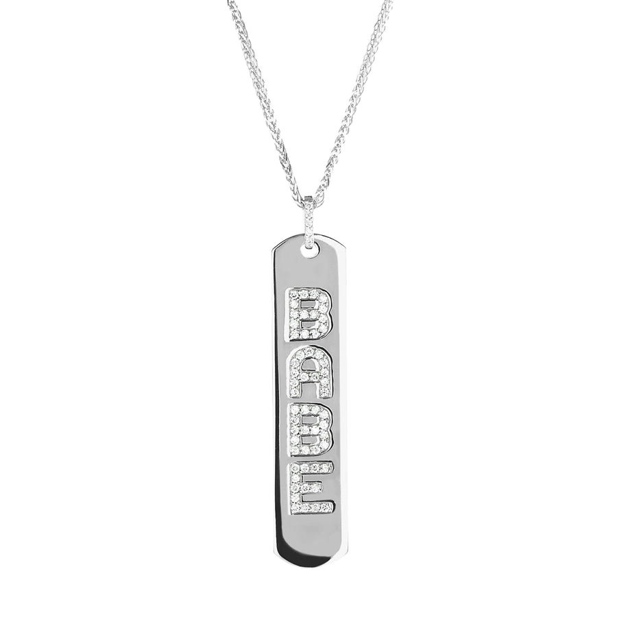Carbon & Hyde Custom Longtag Necklace - White Gold - Necklaces - Broken English Jewelry