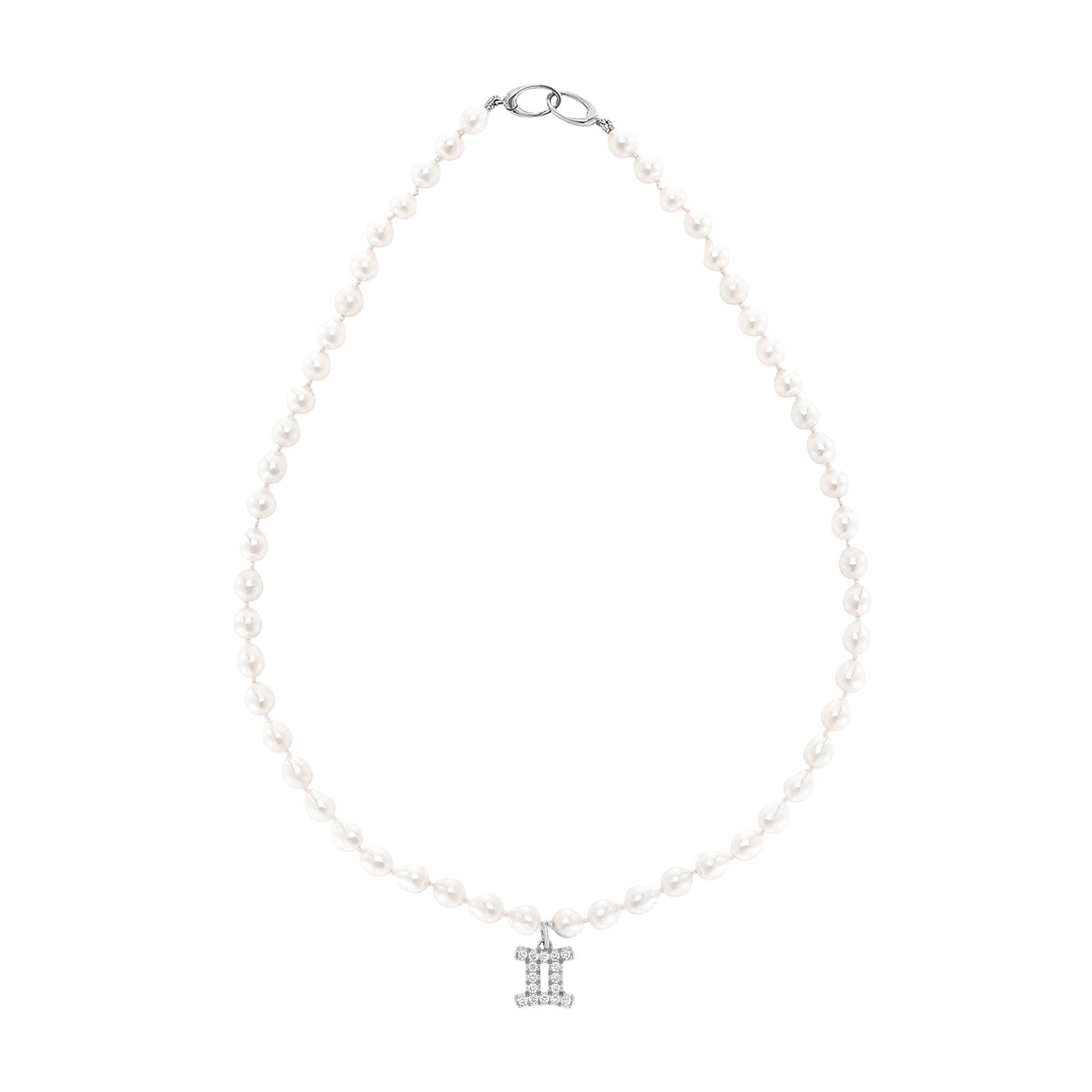 Carbon & Hyde Zodiac Pearl Necklace - White Gold - Necklaces - Broken English Jewelry