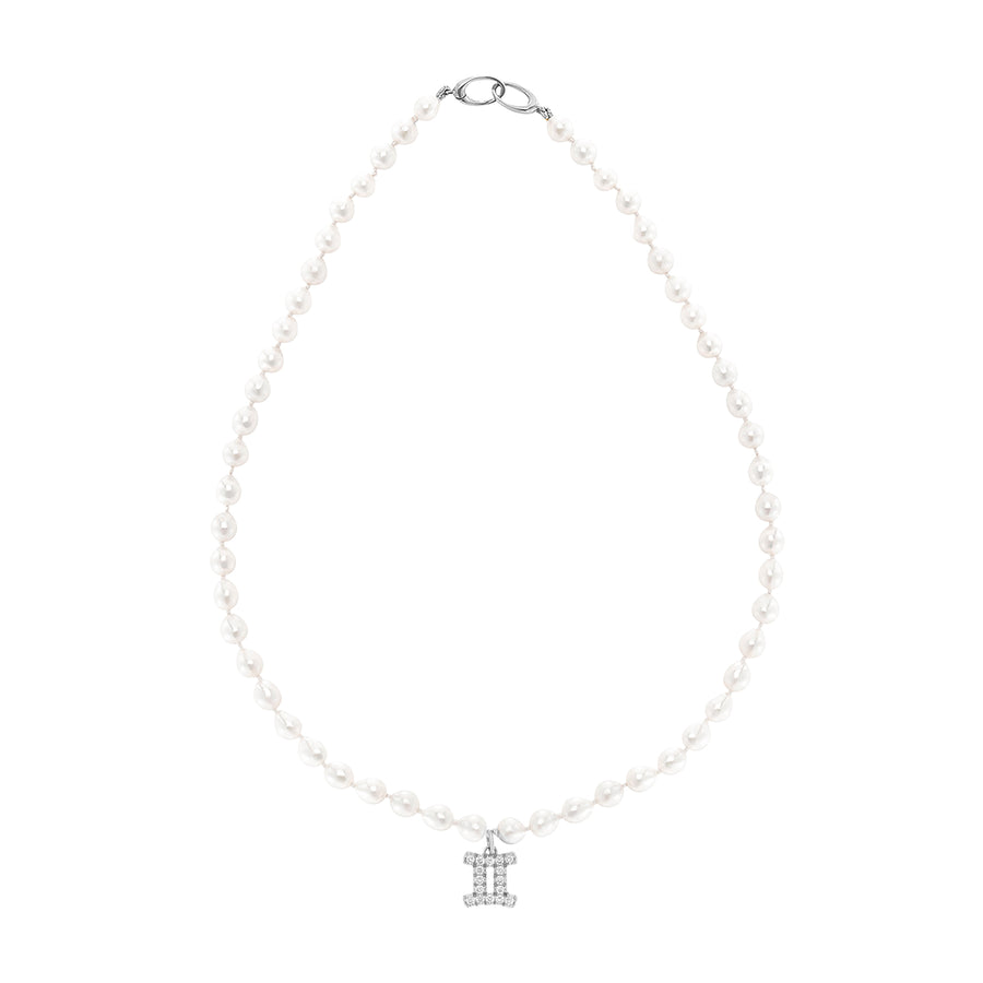 Carbon & Hyde Zodiac Pearl Necklace - White Gold - Necklaces - Broken English Jewelry