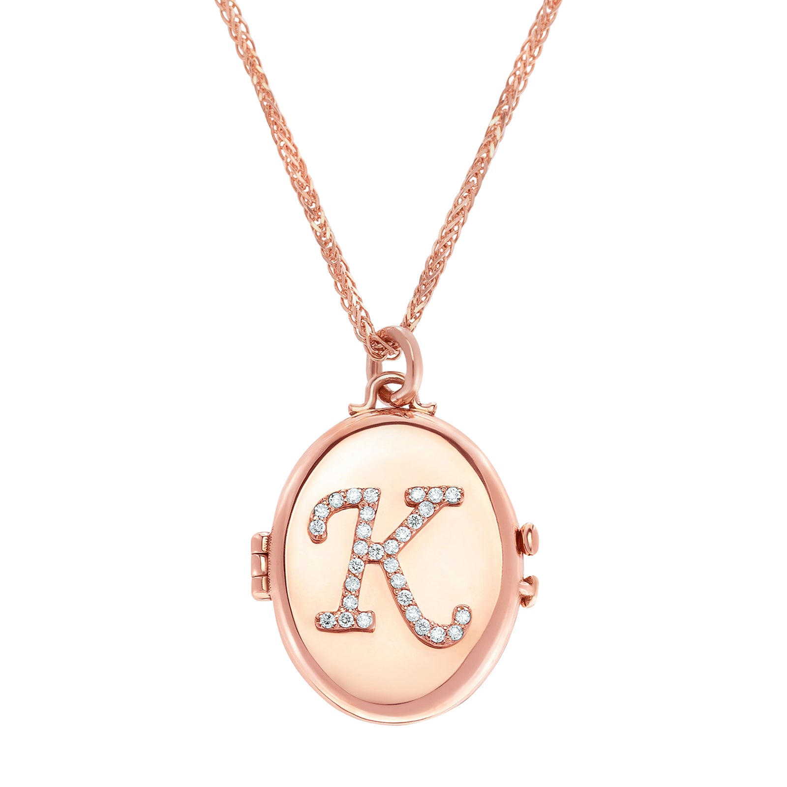 Carbon Hyde Custom Initial Locket Necklace Rose Gold