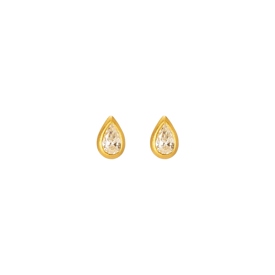 Loriann Stevenson Pear Cut Diamond Studs - Yellow Gold - Earrings - Broken English Jewelry