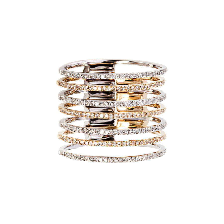 Graziela Mega 2-in-1 Band Ring - White & Yellow Gold - Rings - Broken English Jewelry