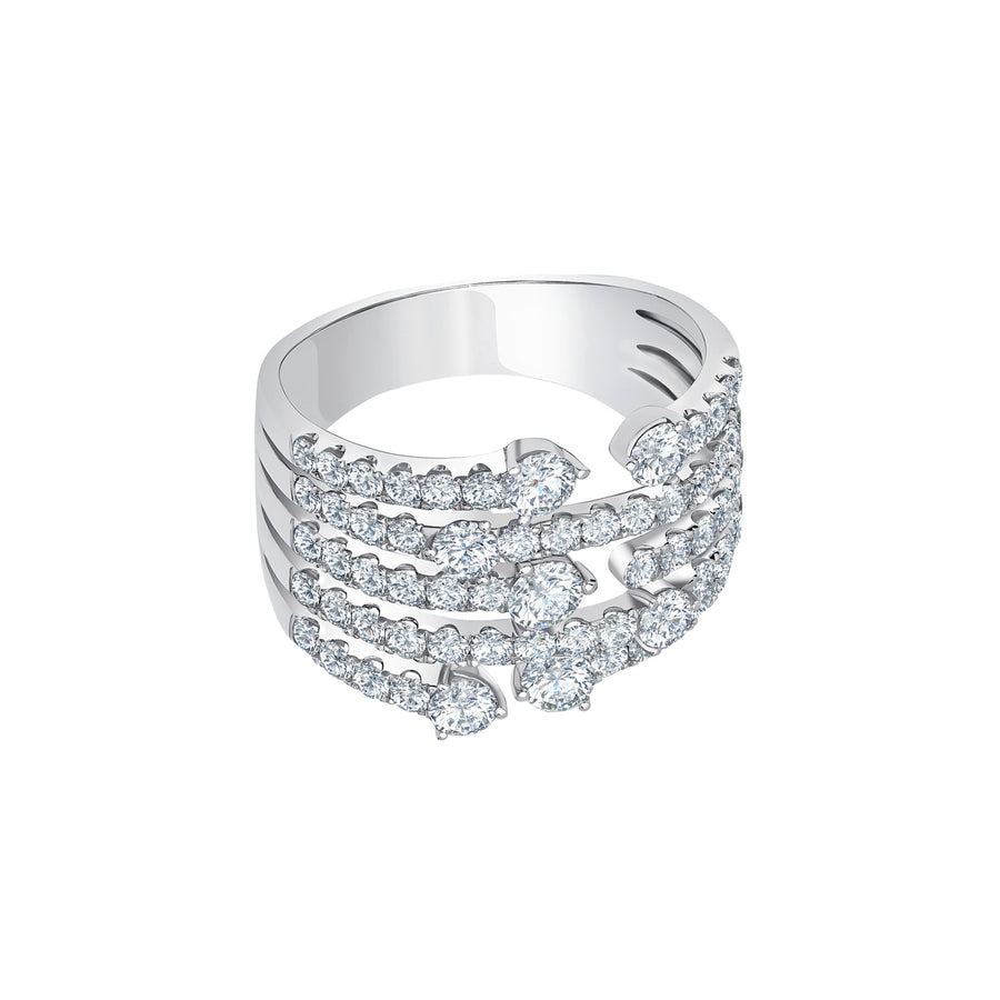 Graziela Medium Cage Diamond Ring - White Gold - Rings - Broken English Jewelry