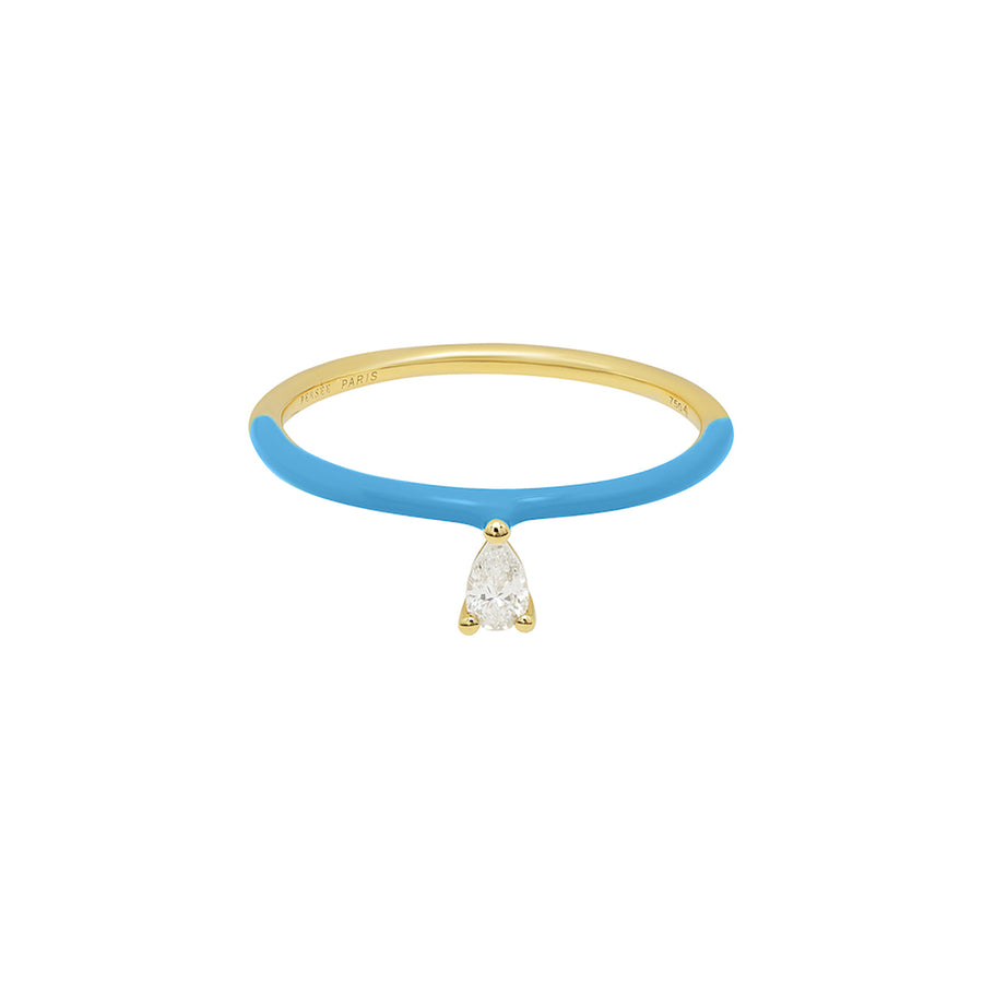 Persée Paris Pear Cut Diamond Enamel Blue Ring - Yellow Gold - Rings - Broken English Jewelry