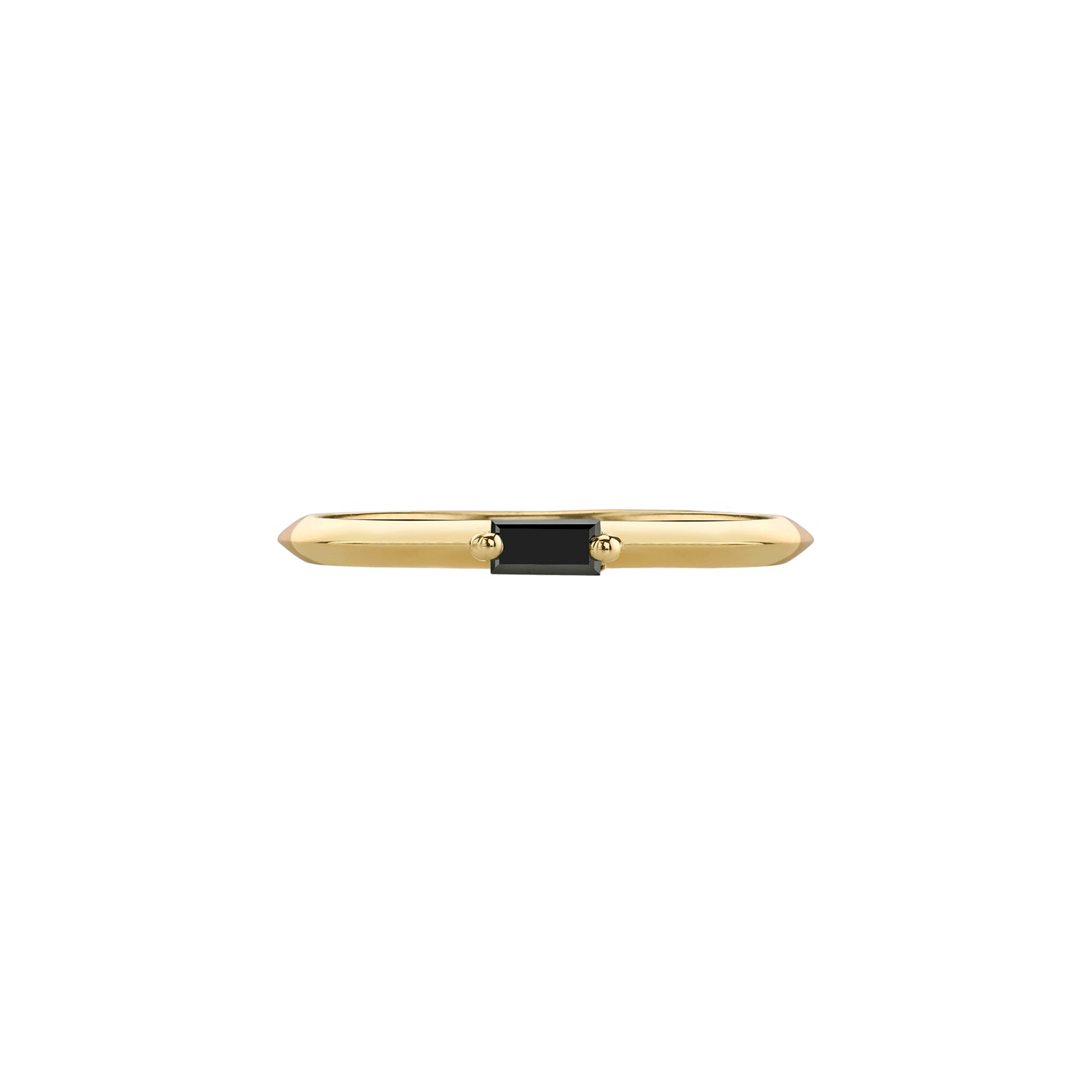 Lizzie Mandler Knife Edge Solitaire Horizontal Baguette Petite Band - Black Diamond - Rings - Broken English Jewelry