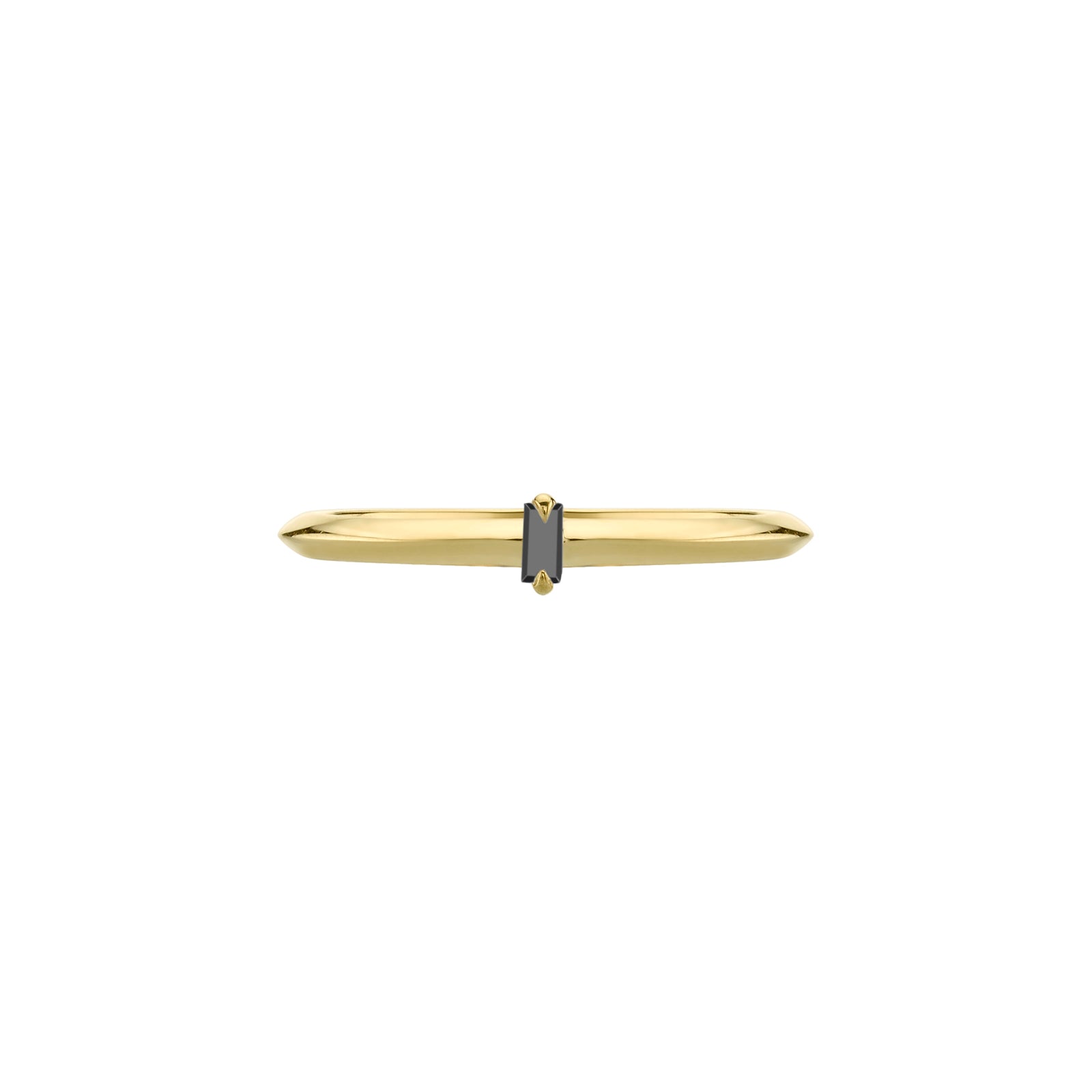 Lizzie Mandler Knife Edge Solitaire Vertical Baguette Petite Band - Black Diamond - Rings - Broken English Jewelry