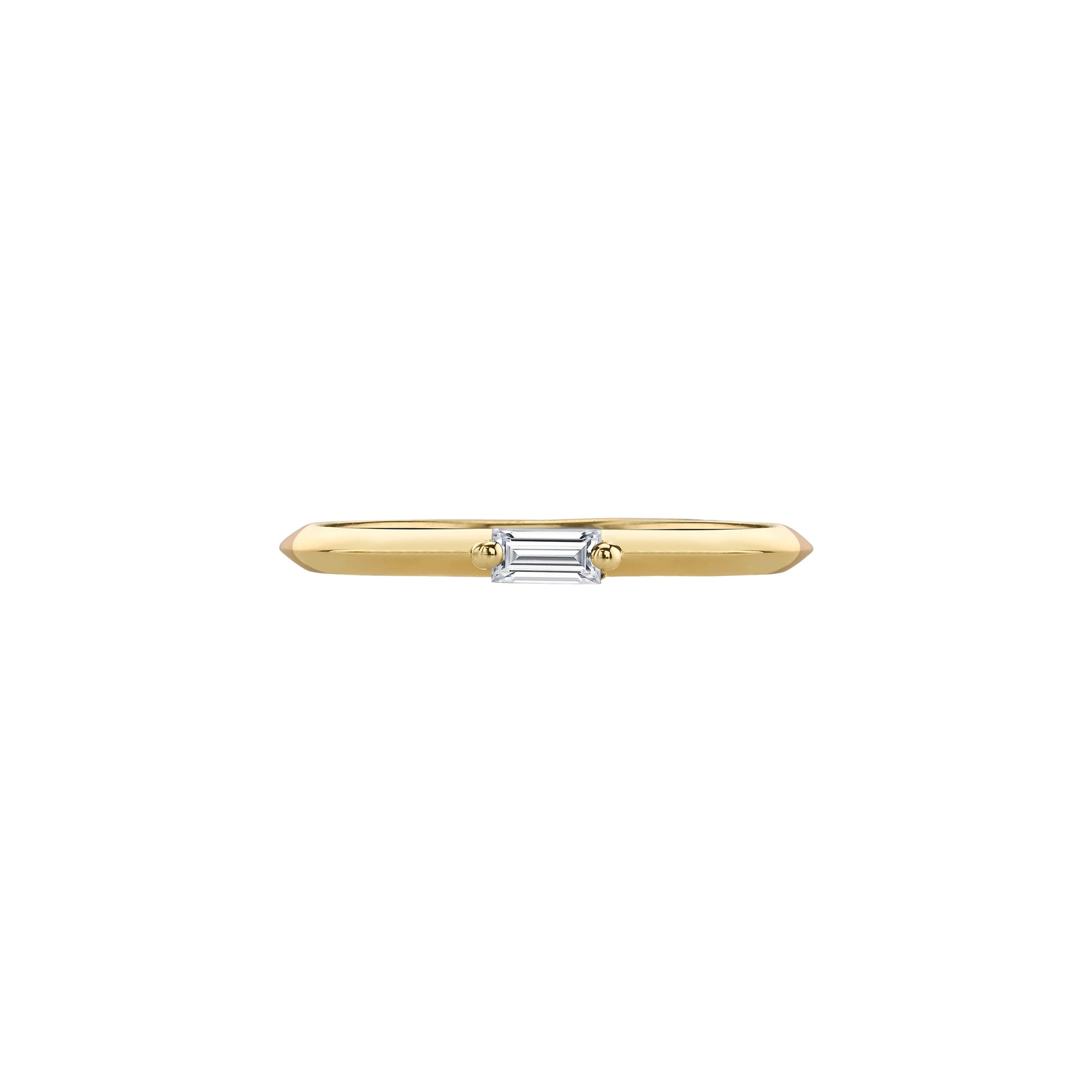 Lizzie Mandler Knife Edge Solitaire Horizontal Baguette Petite Band - Diamond - Rings - Broken English Jewelry