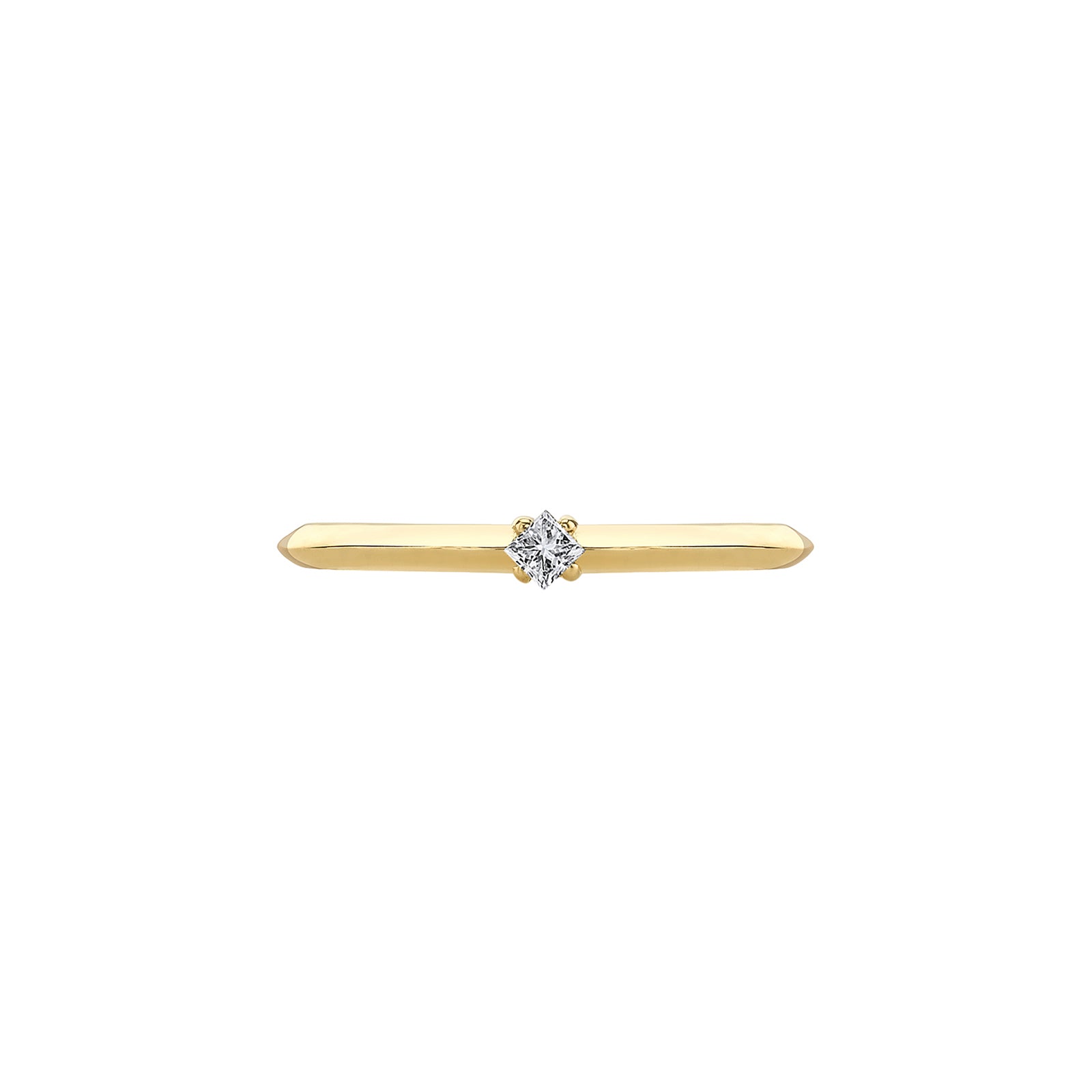 Lizzie Mandler Knife Edge Solitaire Princess Cut Petite Band - Diamond - Rings - Broken English Jewelry