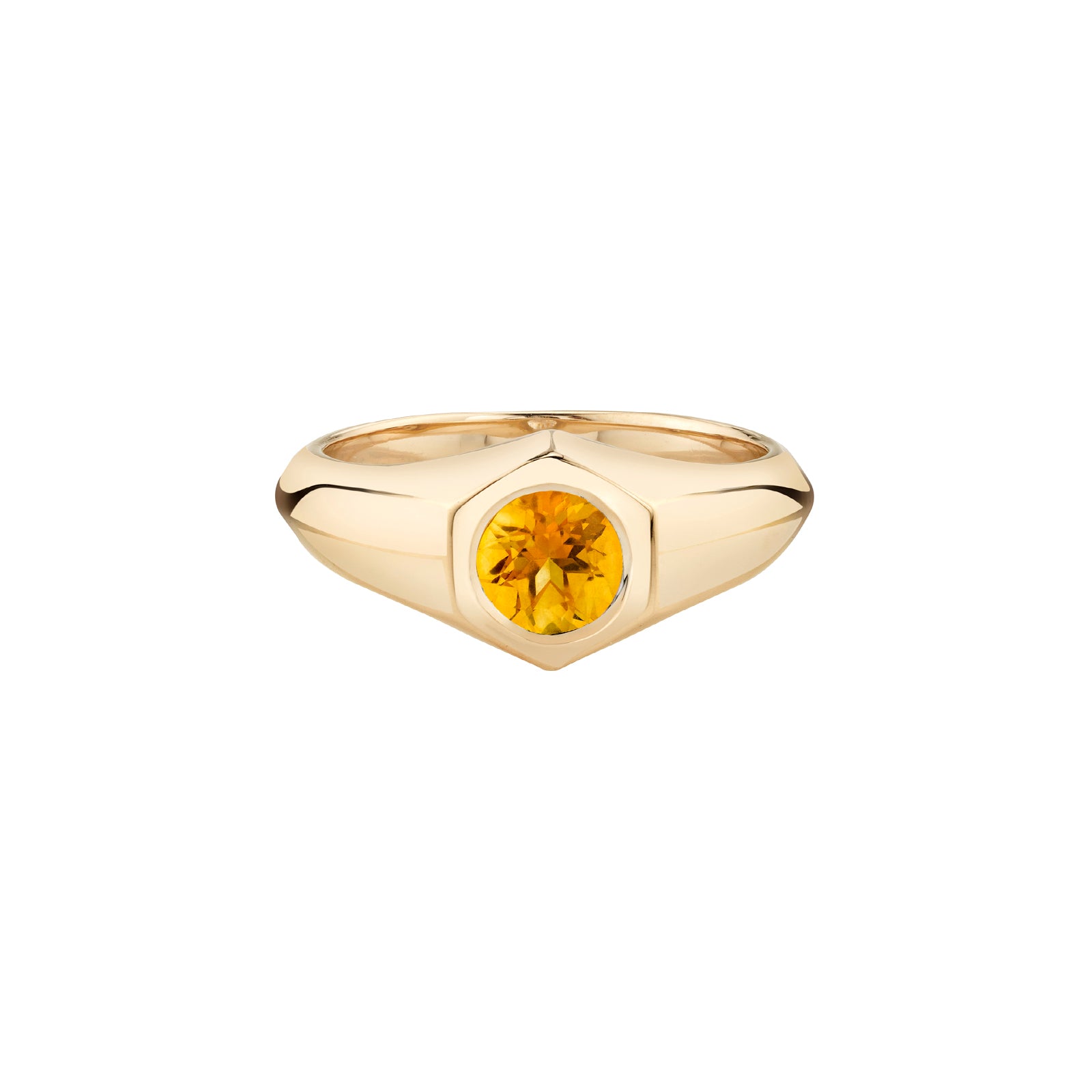 Lizzie Mandler Birthstone Signet Ring - November Citrine - Rings - Broken English Jewelry