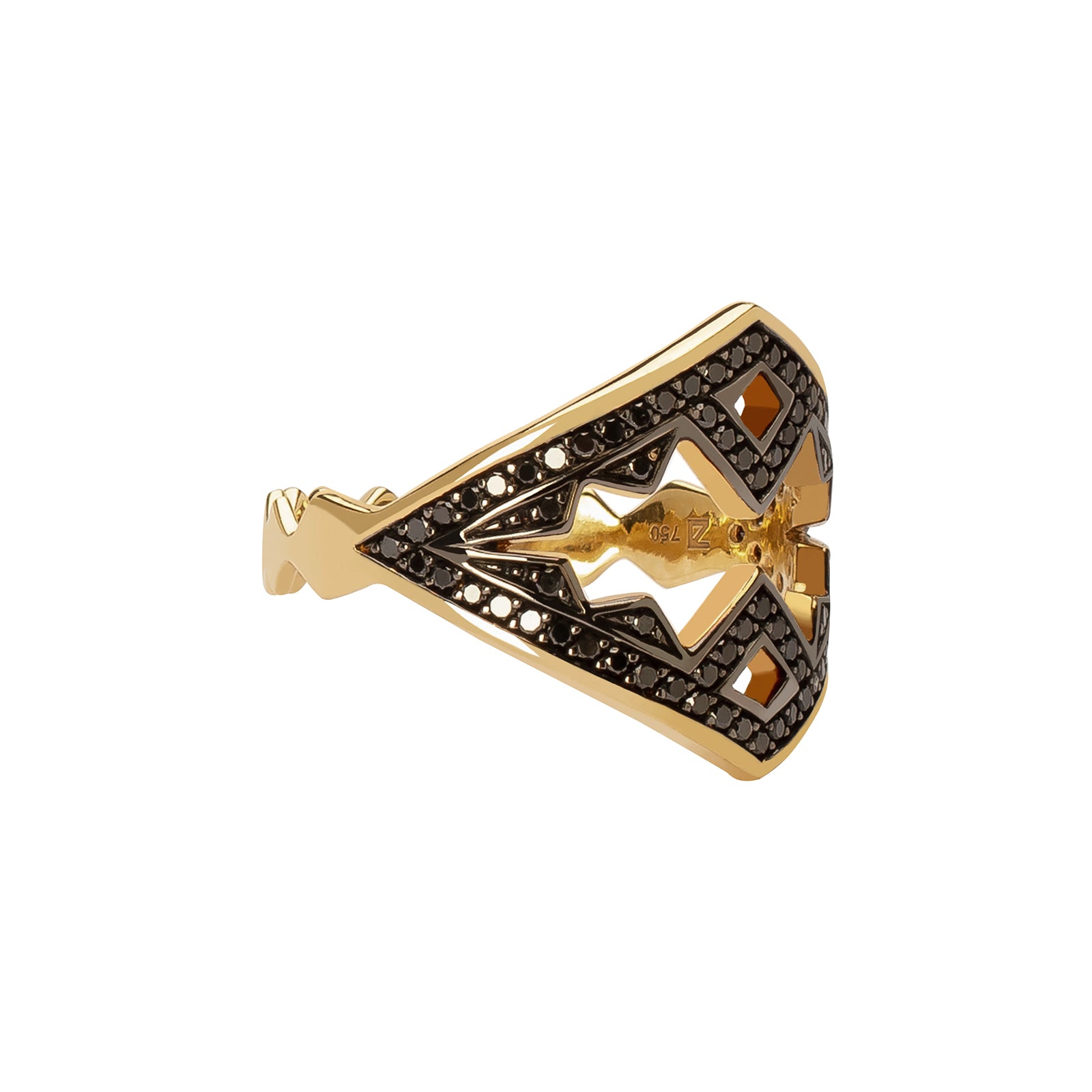 Ara Vartanian Black Diamond Zig Zag Ring - Broken English Jewelry