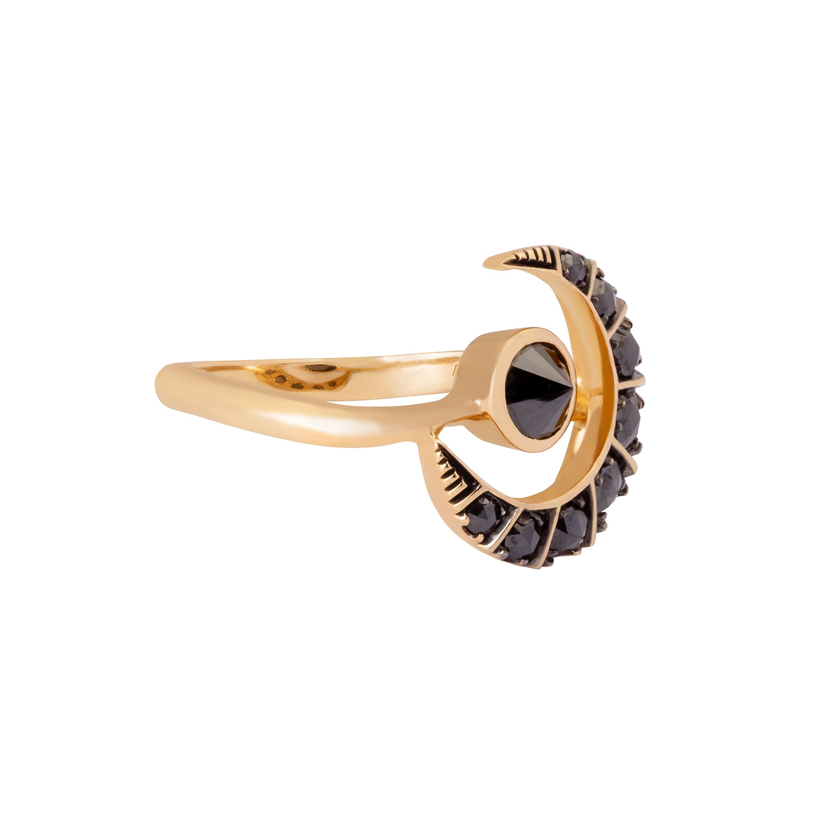 Ara Vartanian Crescent Ring - Black Diamond - Broken English Jewelry
