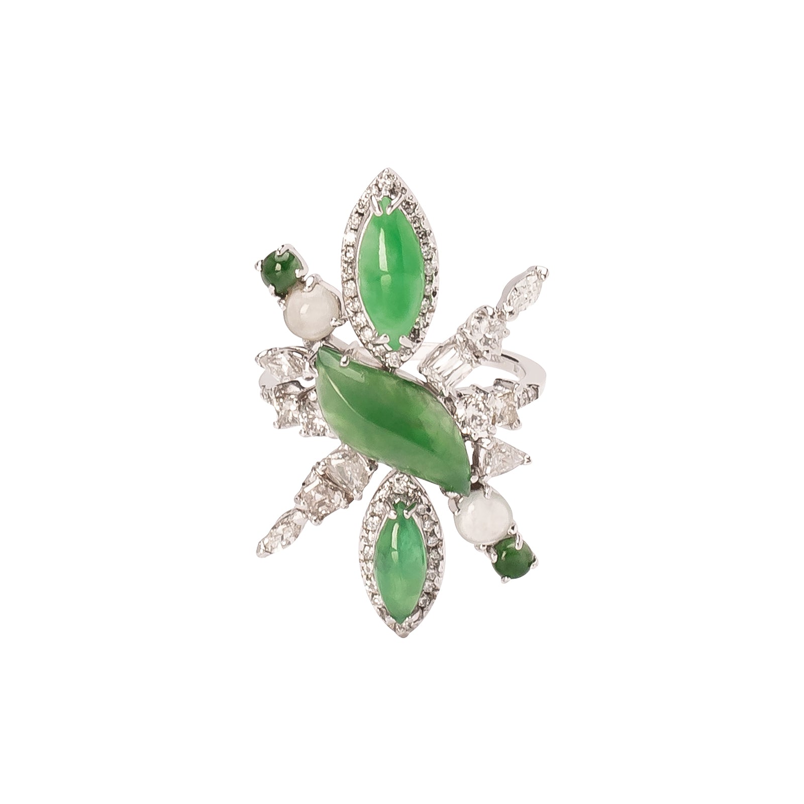 Xiao Wang Galaxy Statement Ring - Burma Jadeite & Diamond - Earrings - Broken English Jewelry