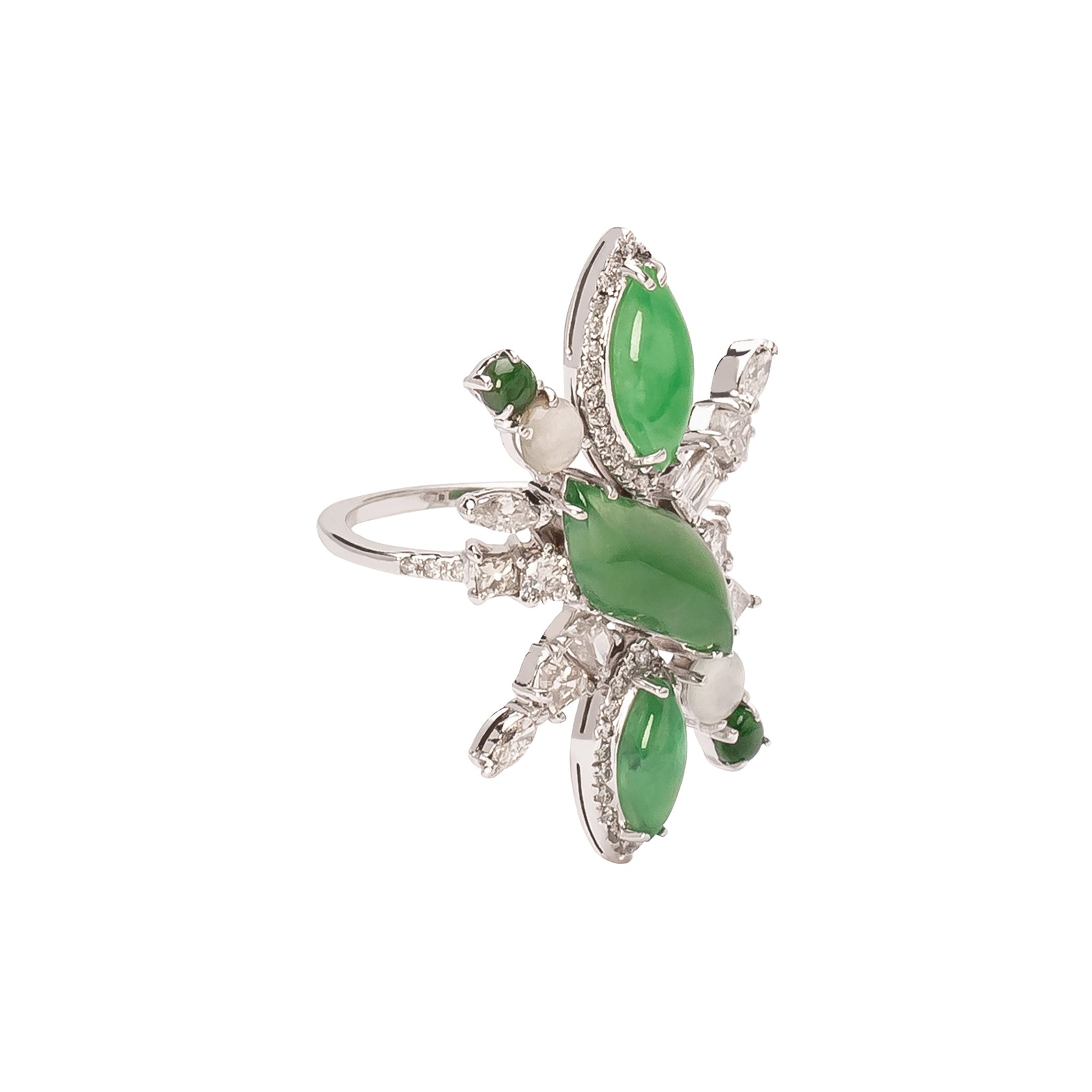 Xiao Wang Galaxy Statement Ring - Burma Jadeite & Diamond - Earrings - Broken English Jewelry