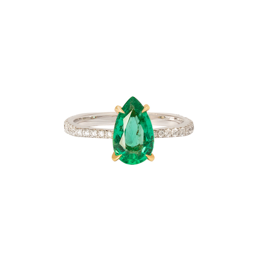 Ara Vartanian Pear Ring - Emerald & Diamond - Broken English Jewelry
