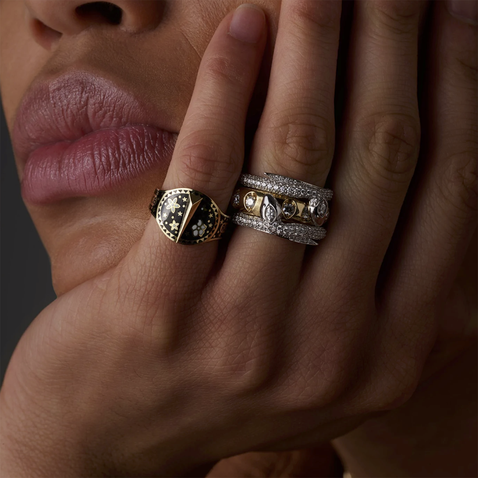 Foundrae Snake Bookend Band - Pave Diamond - Rings - Broken English Jewelry