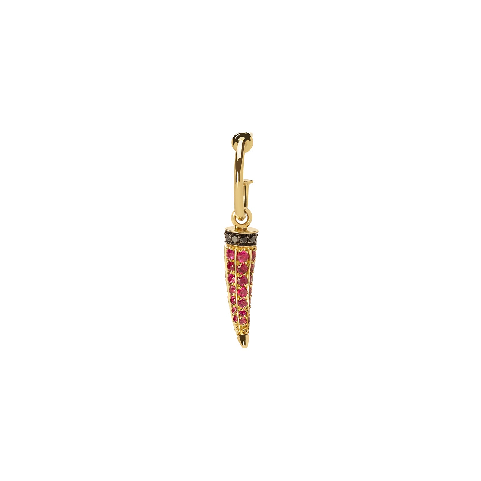 Ara Vartanian Horn Earring - Ruby & Black Diamond - Broken English Jewelry