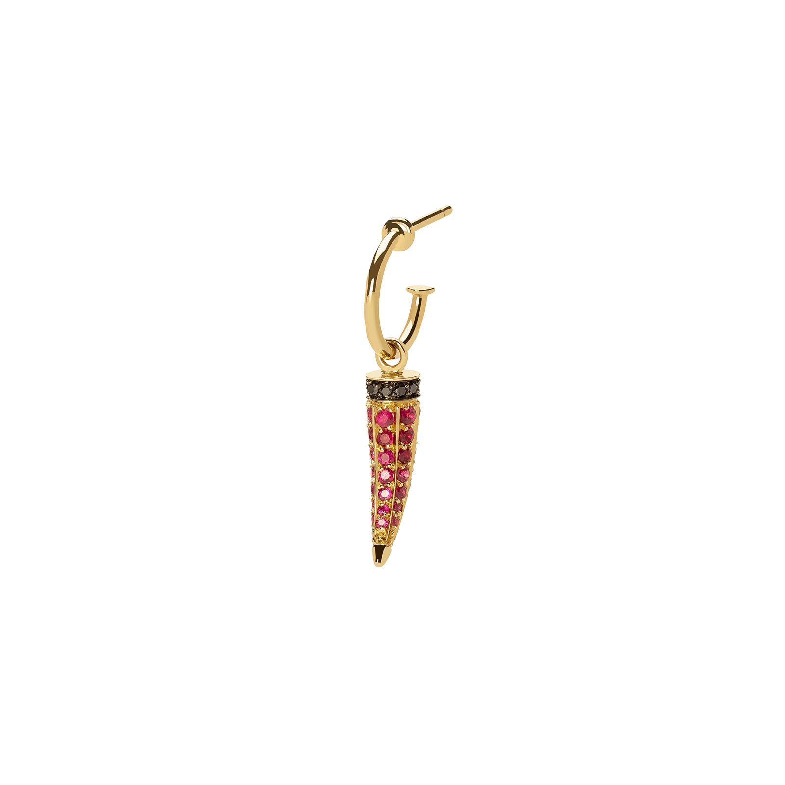 Ara Vartanian Horn Earring - Ruby & Black Diamond - Broken English Jewelry