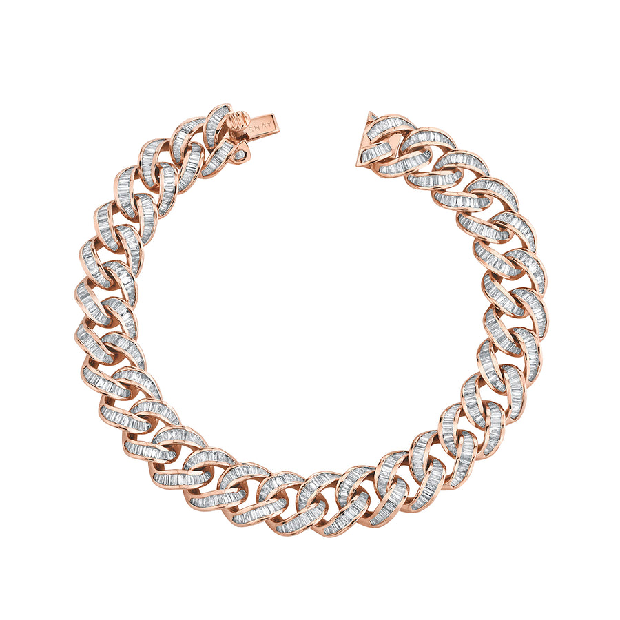 SHAY Essential Baguette Diamond Link Bracelet - Rose Gold - Bracelets - Broken English Jewelry