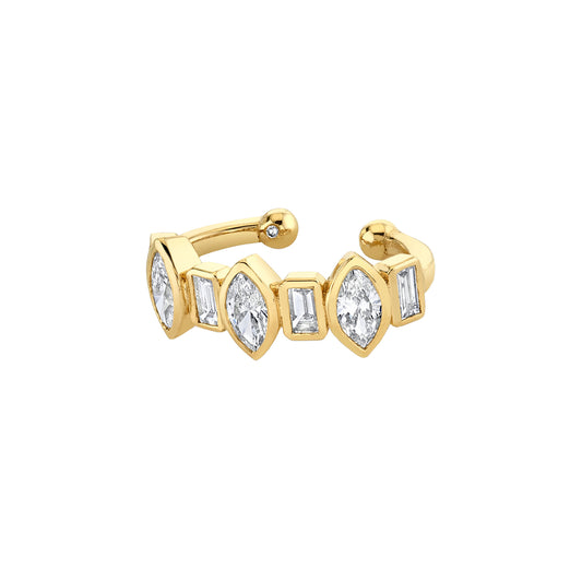Mixed Diamond Bezel Ear Cuff - Main Img