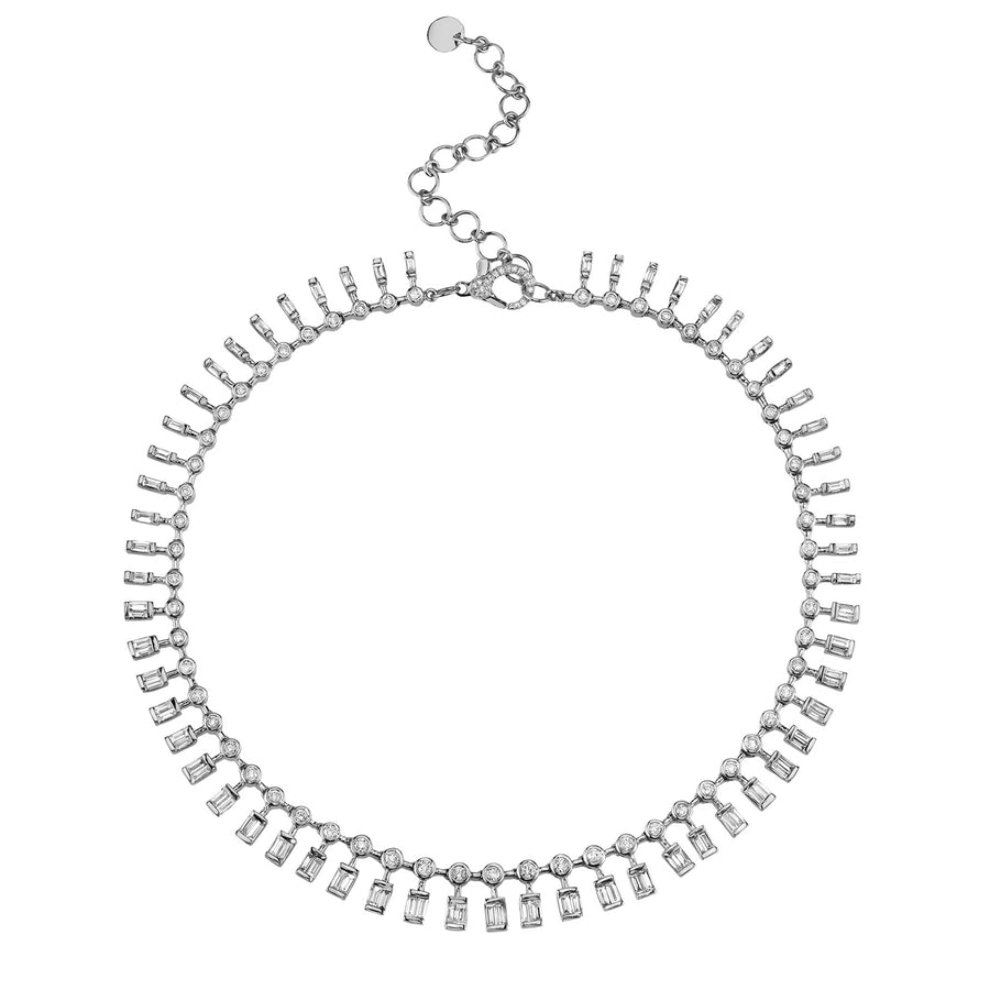 SHAY Dot Dash Diamond Necklace - White Gold - Broken English Jewelry