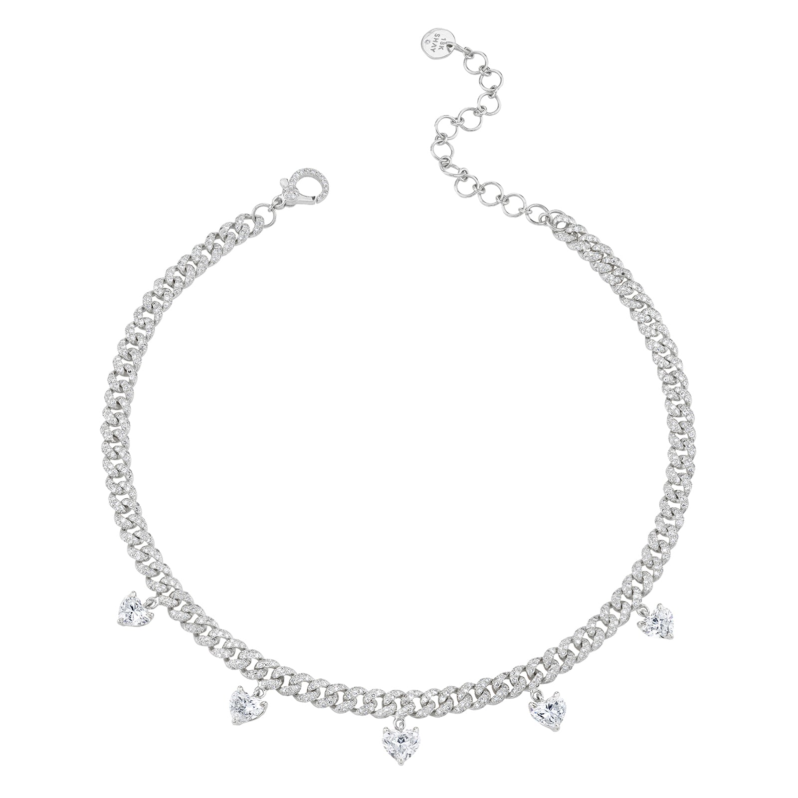 SHAY Mini Link Heart Diamond Drop Necklace - White Gold - Broken English Jewelry