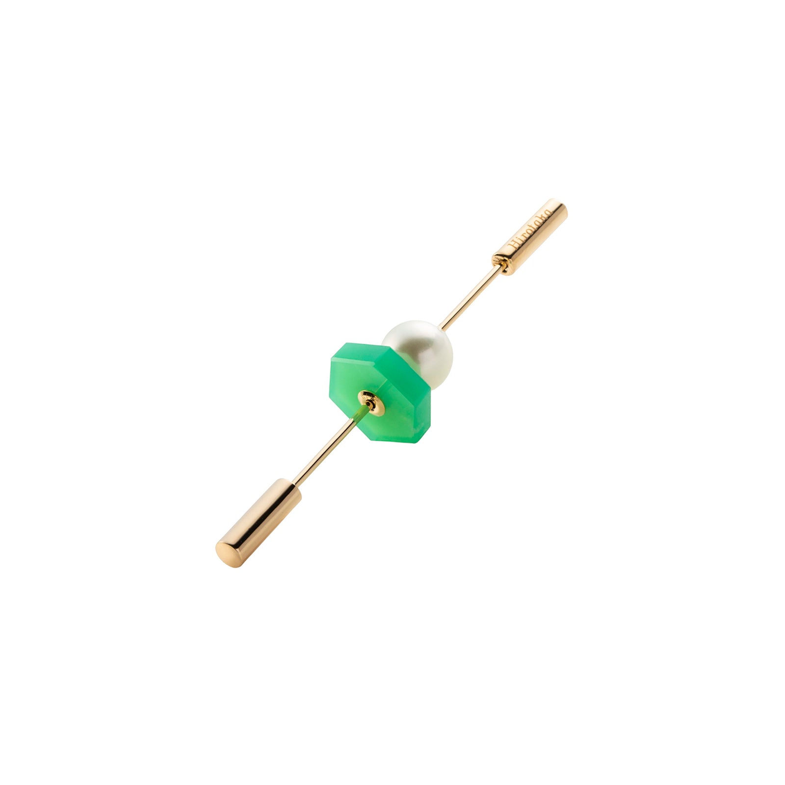 Hirotaka Spear Earring - Pearl & Chrysoprase - Broken English Jewelry
