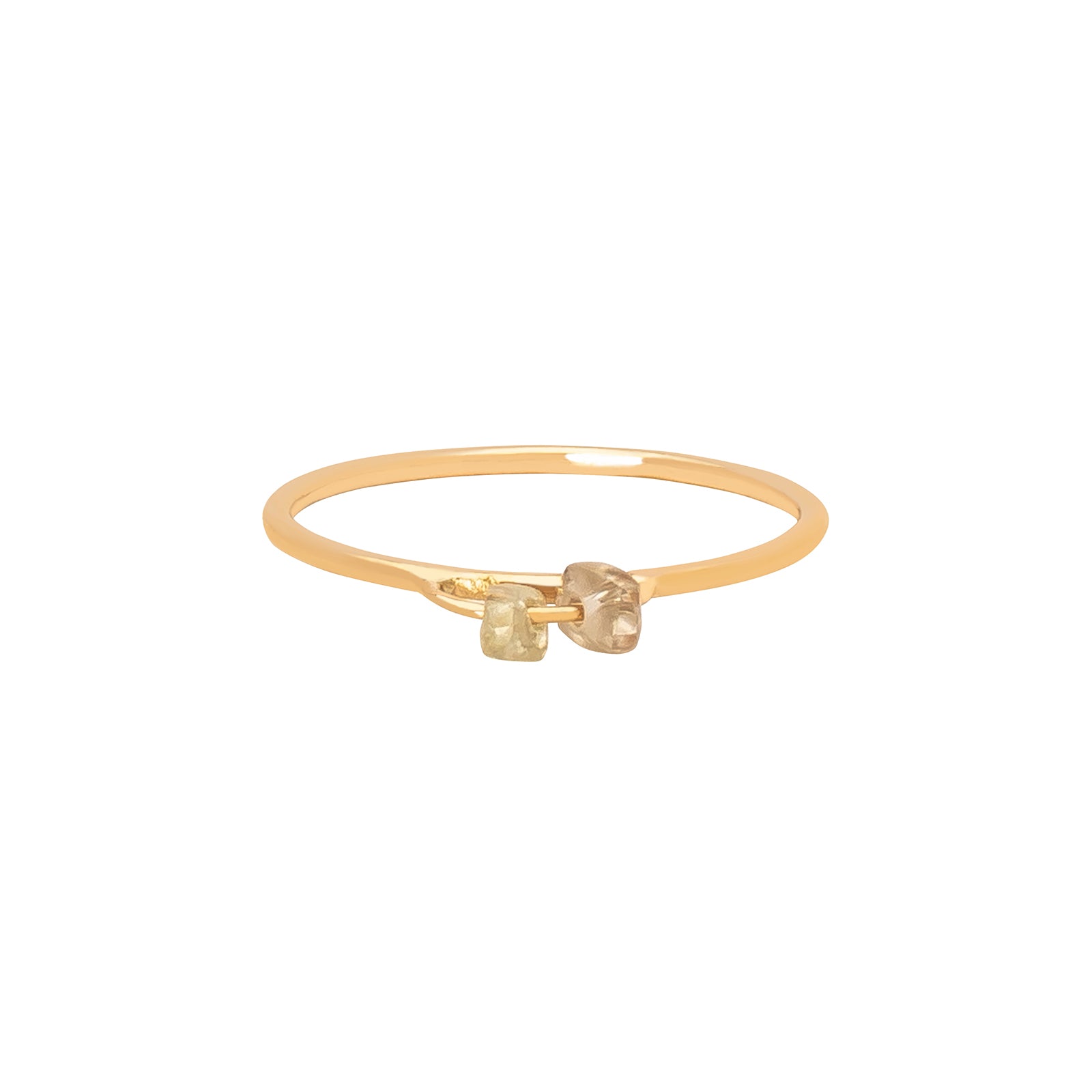 Xiao Wang Stardust Ring - Two Rough Diamond Beads - Broken English Jewelry