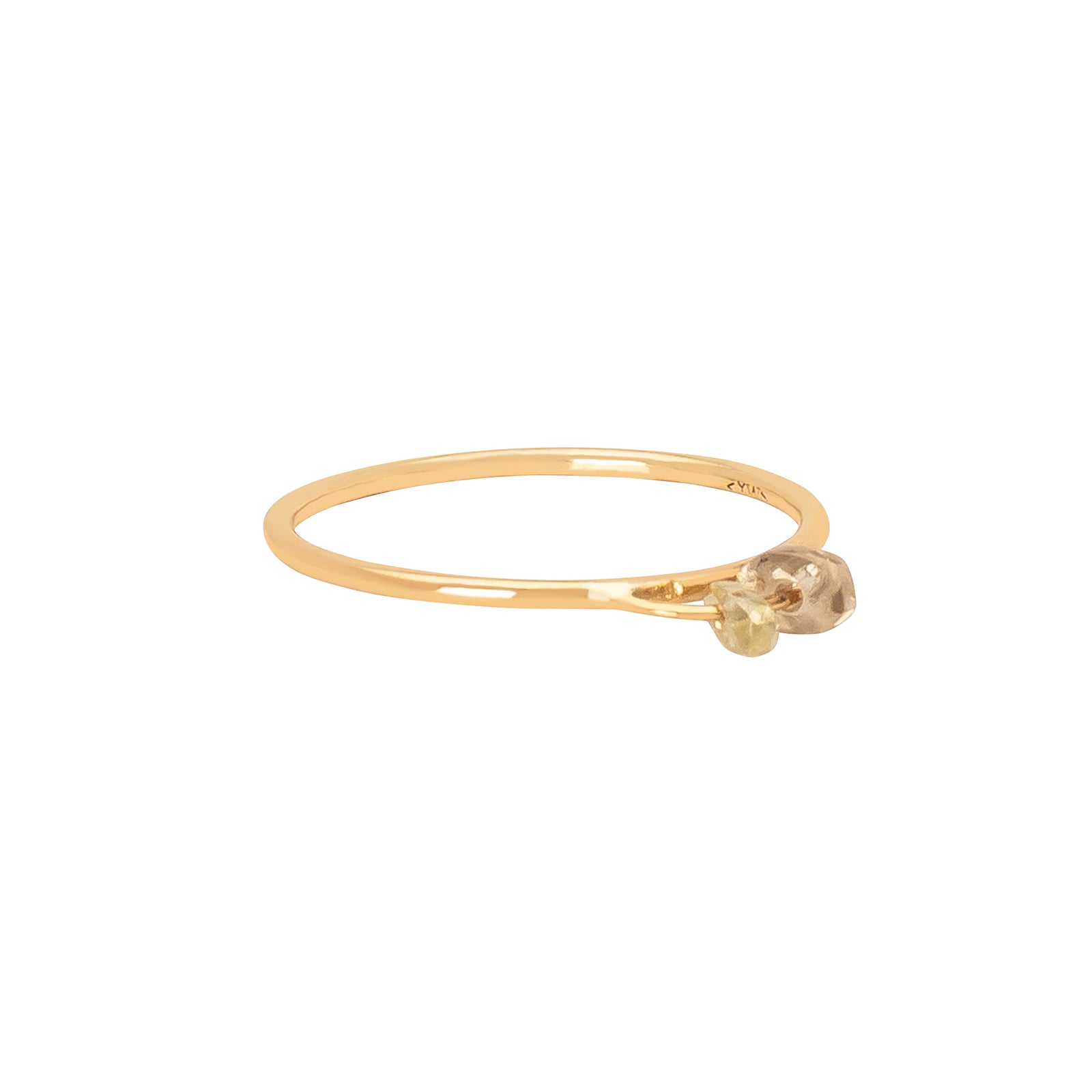 Xiao Wang Stardust Ring - Two Rough Diamond Beads - Broken English Jewelry