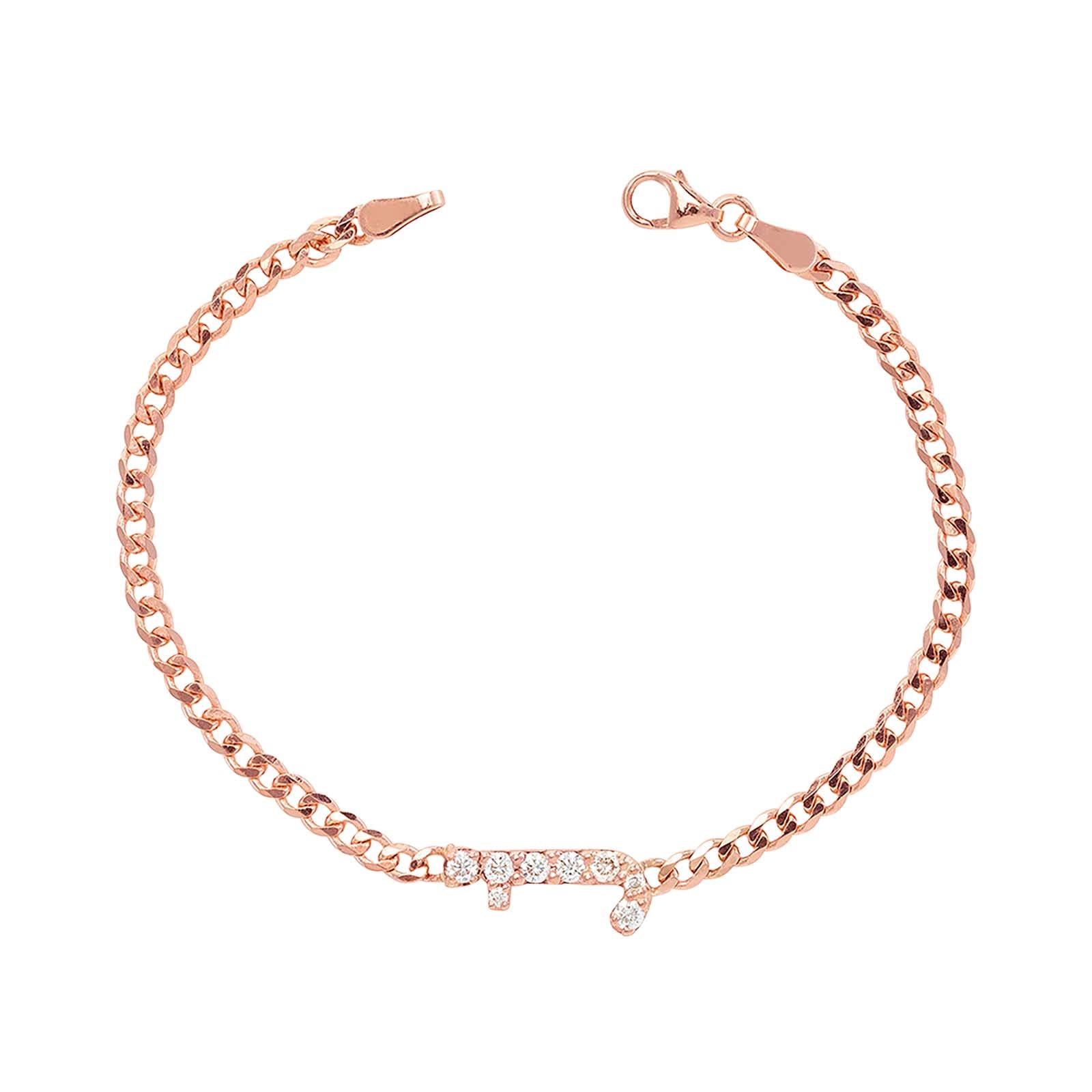 Carbon & Hyde Custom Initial Cuban Link Bracelet - Rose Gold - Bracelets - Broken English Jewelry