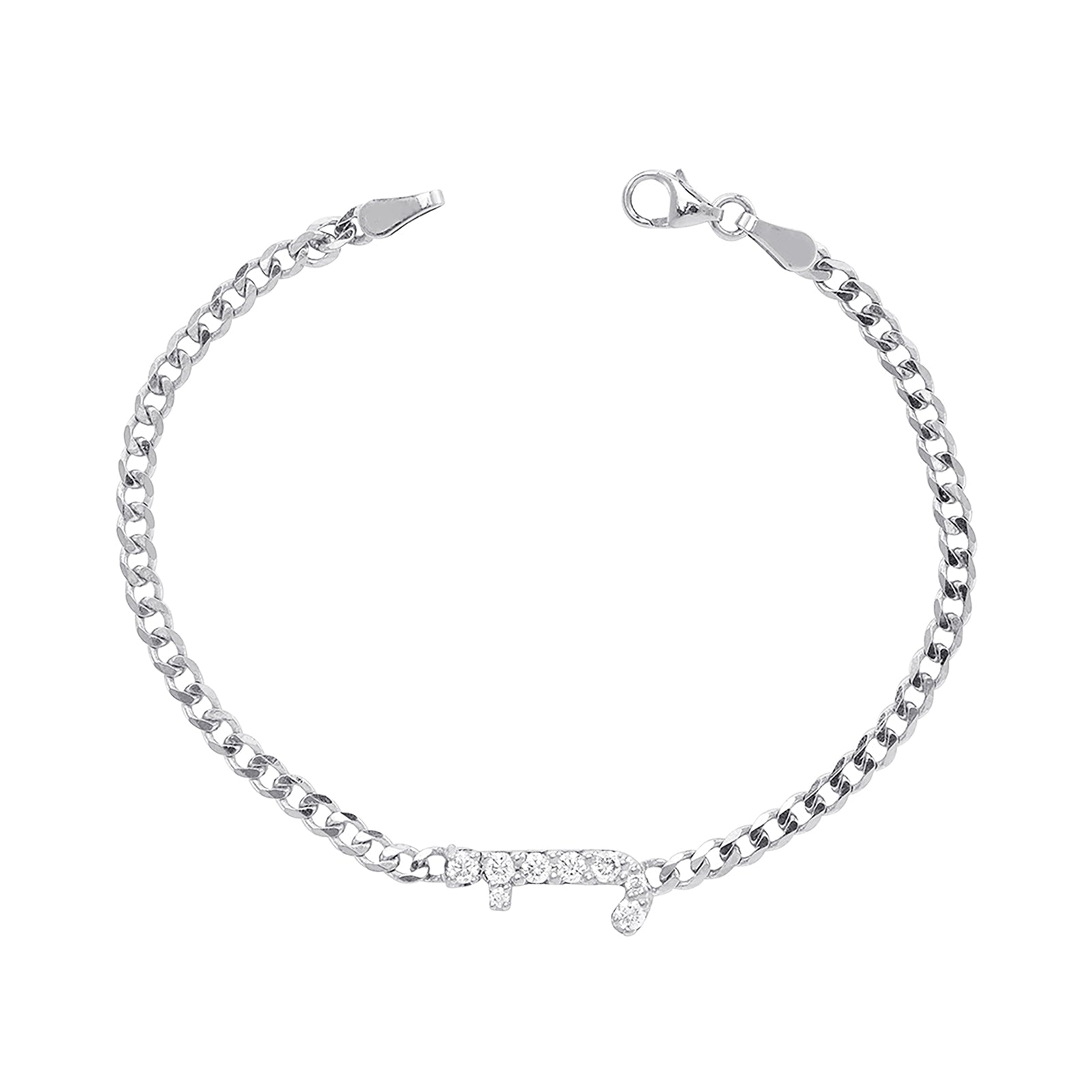 Carbon & Hyde Custom Initial Cuban Link Bracelet - White Gold - Bracelets - Broken English Jewelry