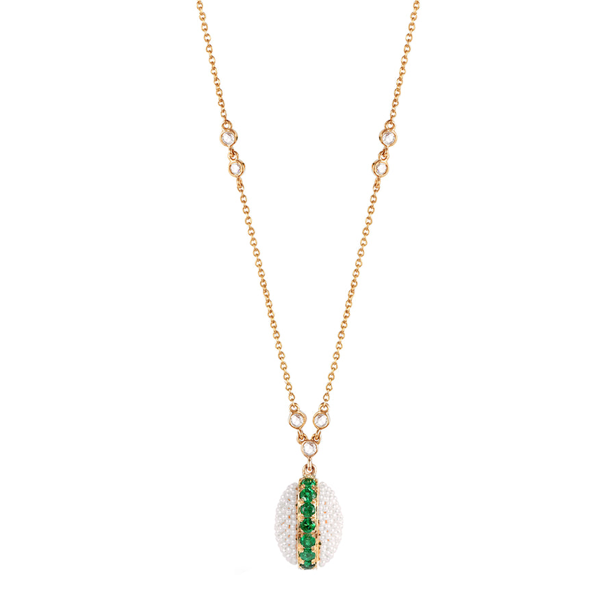 Moksh Bombay Oval Necklace - Emerald - Necklaces - Broken English Jewelry