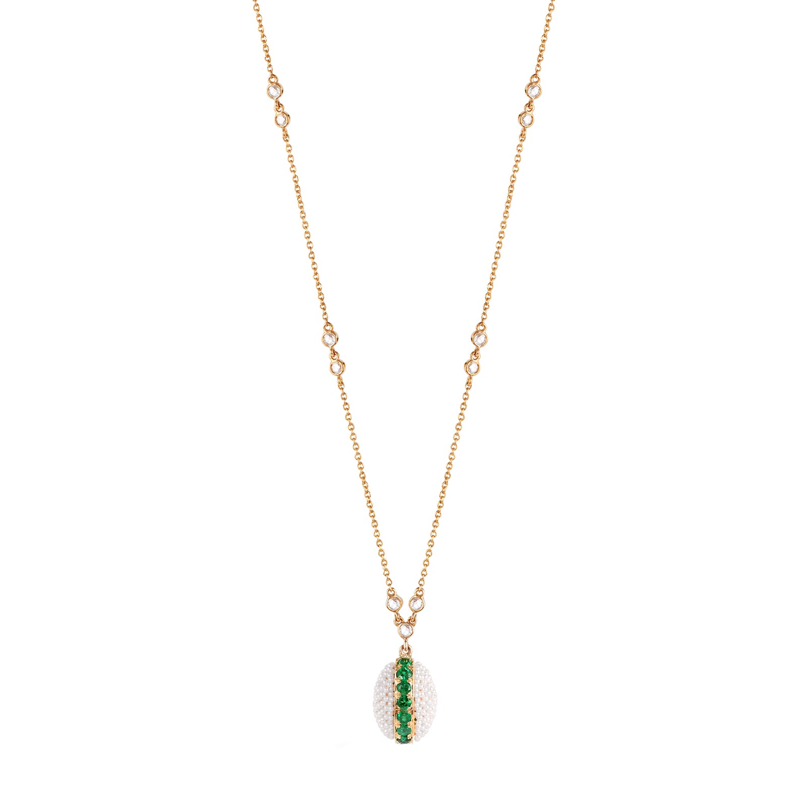 Moksh Bombay Oval Necklace - Emerald - Necklaces - Broken English Jewelry