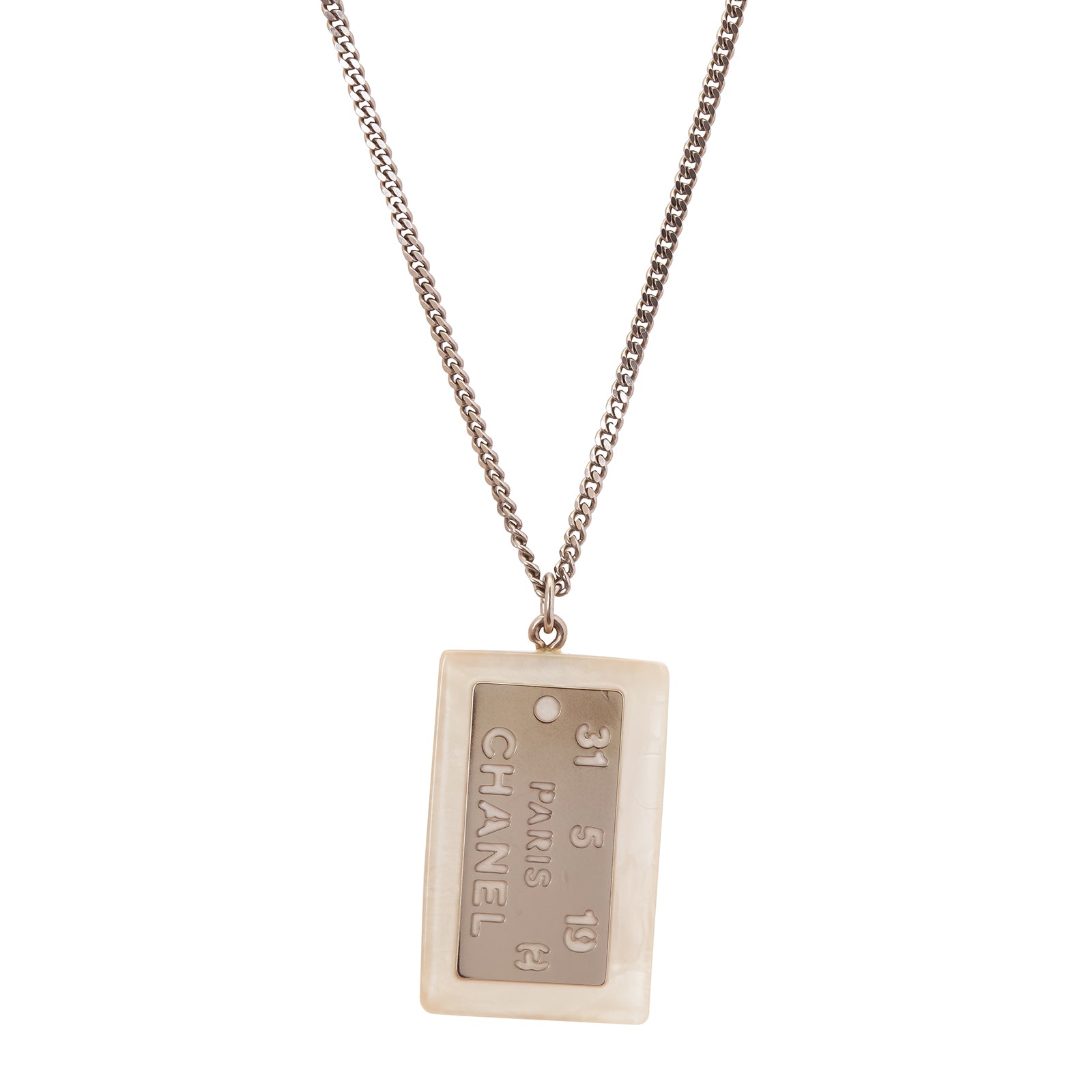 Chanel dog tag outlet necklace