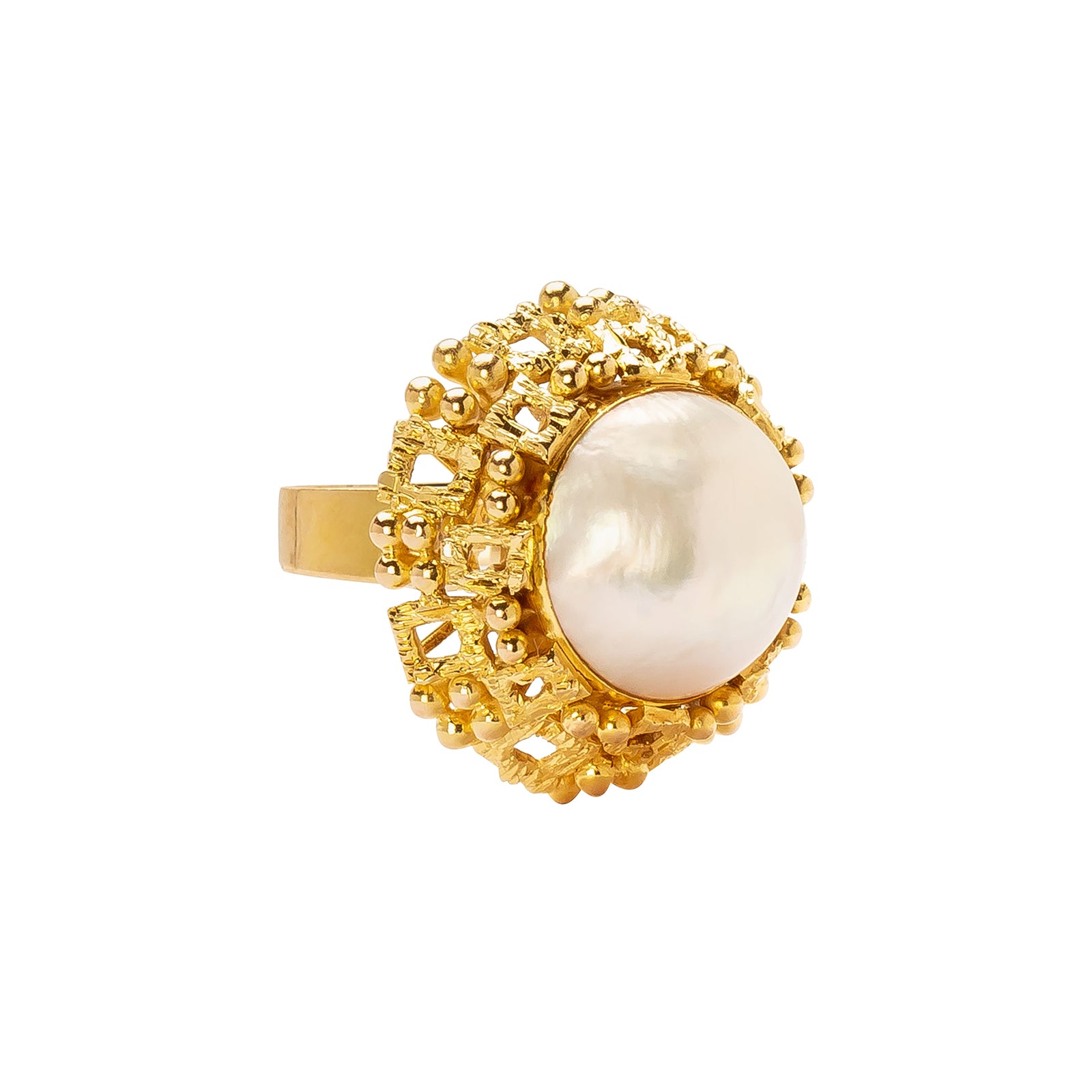 Antique & Vintage Jewelry Pearl Textured Ring - Rings - Broken English Jewelry