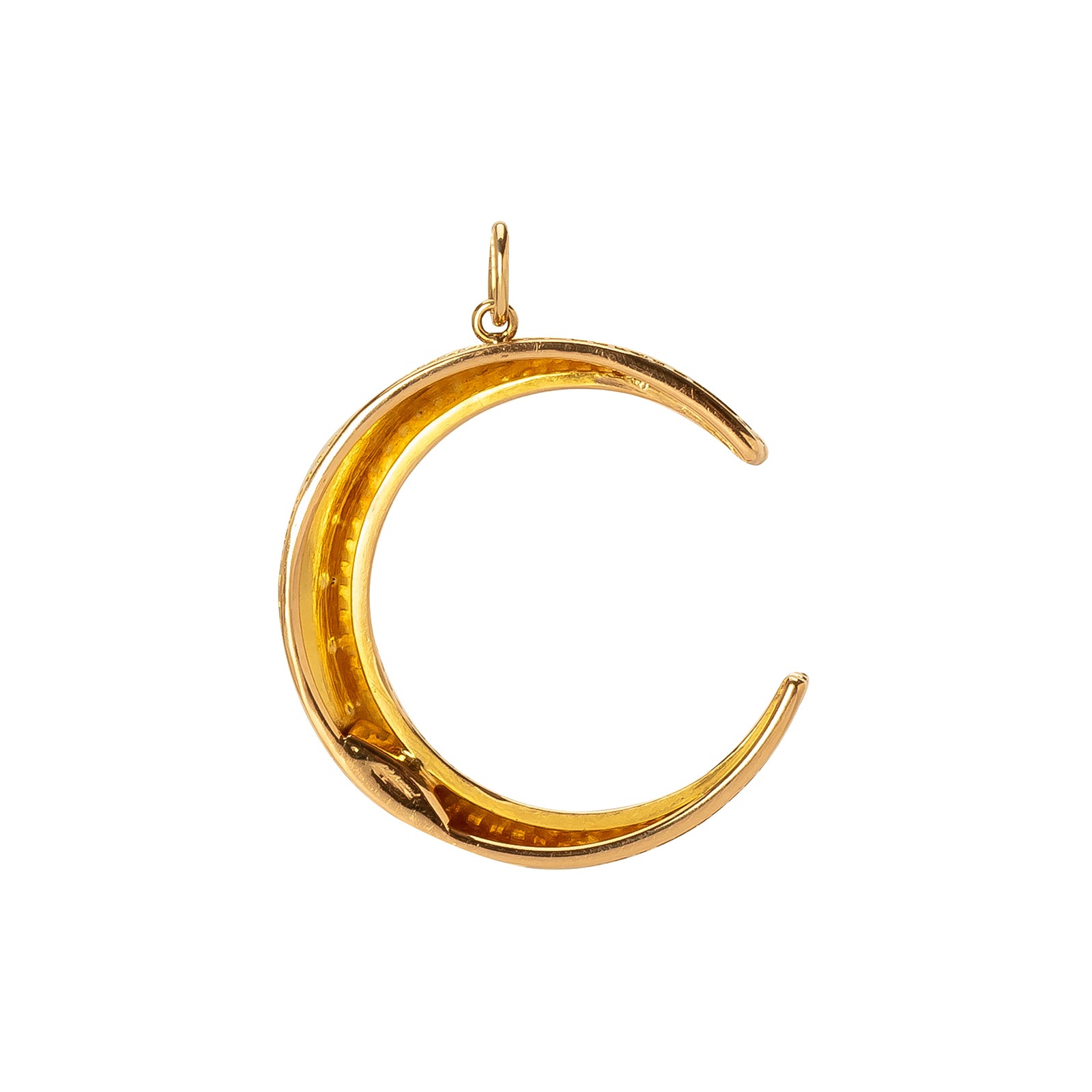 Antique & Vintage Jewelry Thick Graduated Pearl Crescent New Moon Pendant - Charms & Pendants - Broken English Jewelry