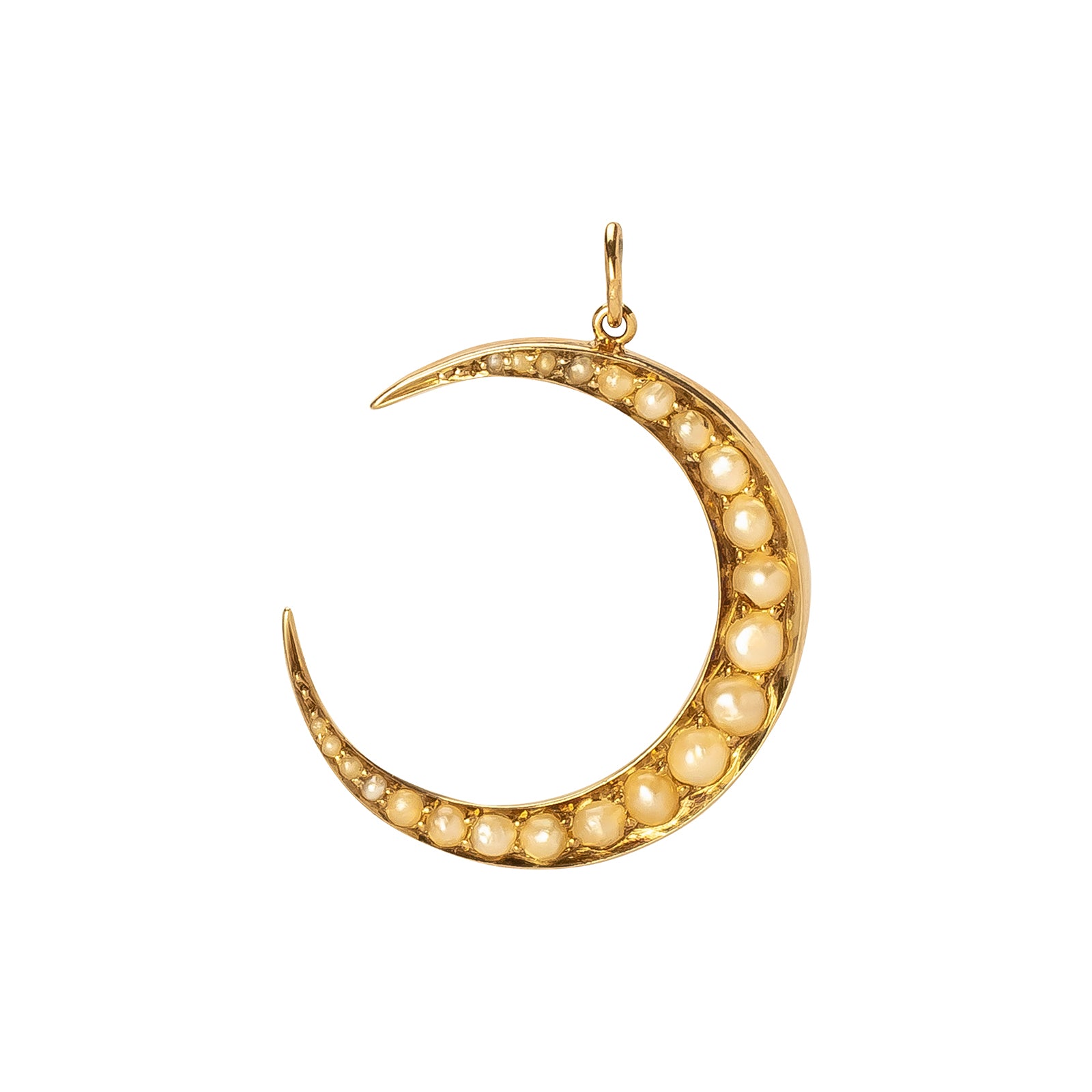 Antique & Vintage Jewelry Graduated Pearl Crescent New Moon Pendant - Charms & Pendants - Broken English Jewelry