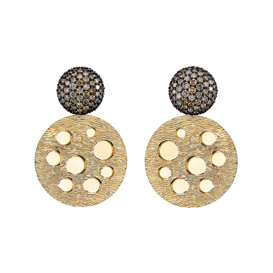 Tau Disco Earrings - Brown Diamonds - Main Img